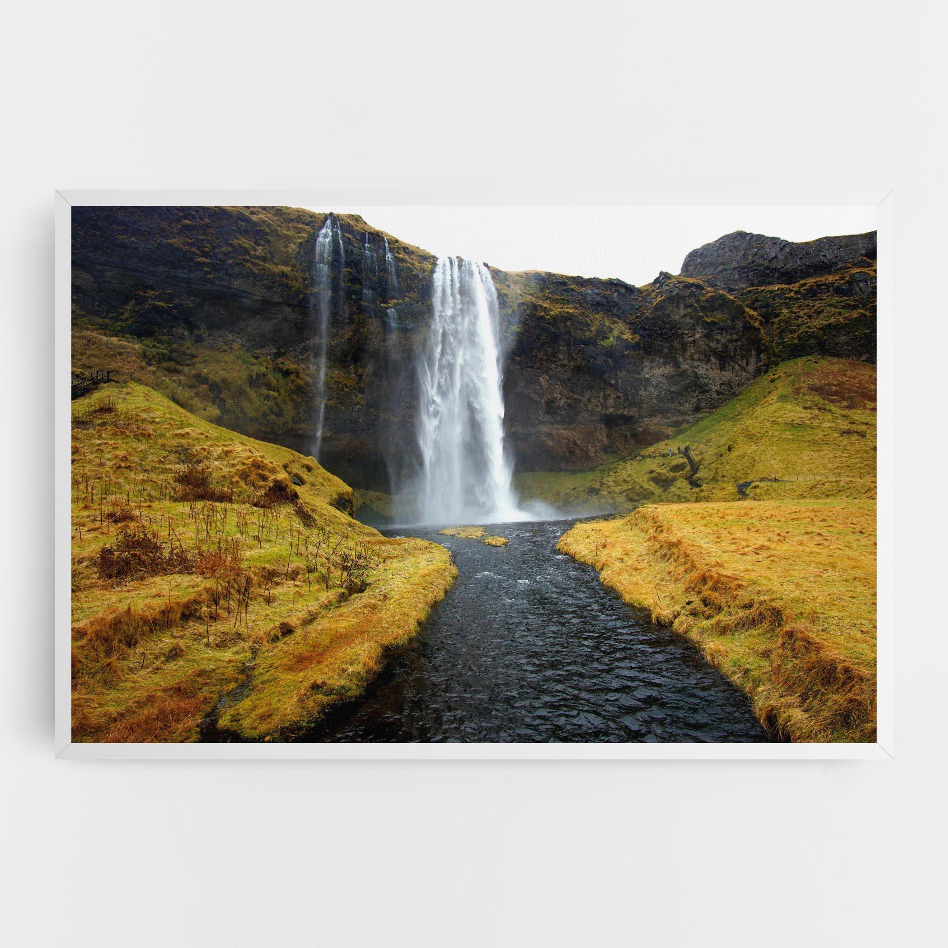 Leinwandbild Yellow Grass Waterfall mockup 0