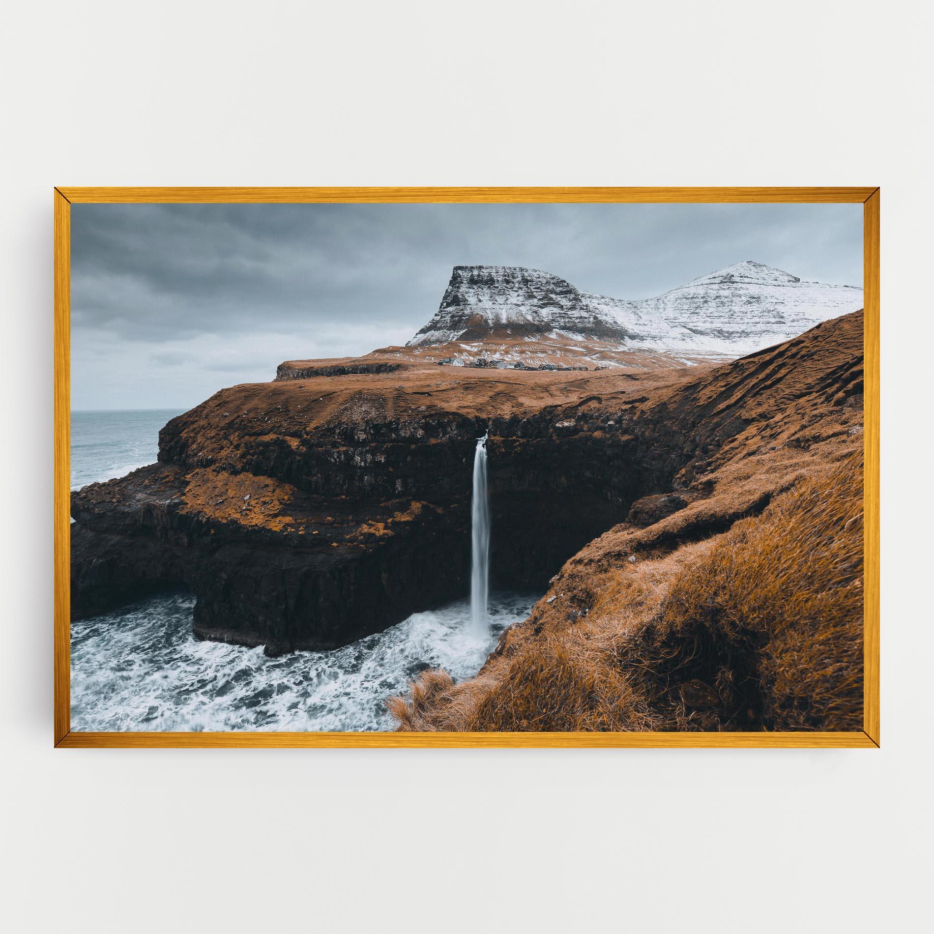 Leinwandbild Black Houses Waterfall mockup 0