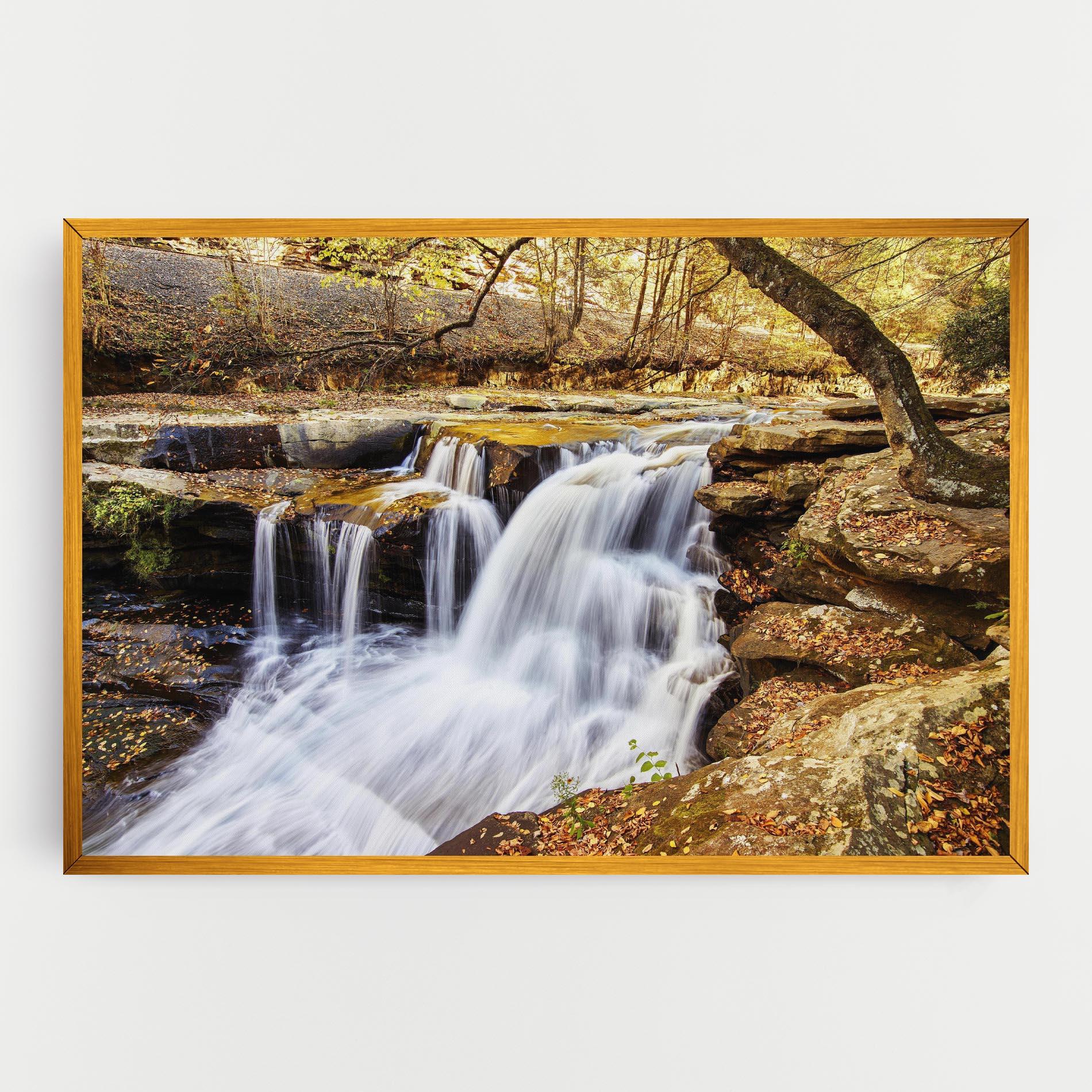 Leinwandbild Pretty Autumn Waterfall mockup 0
