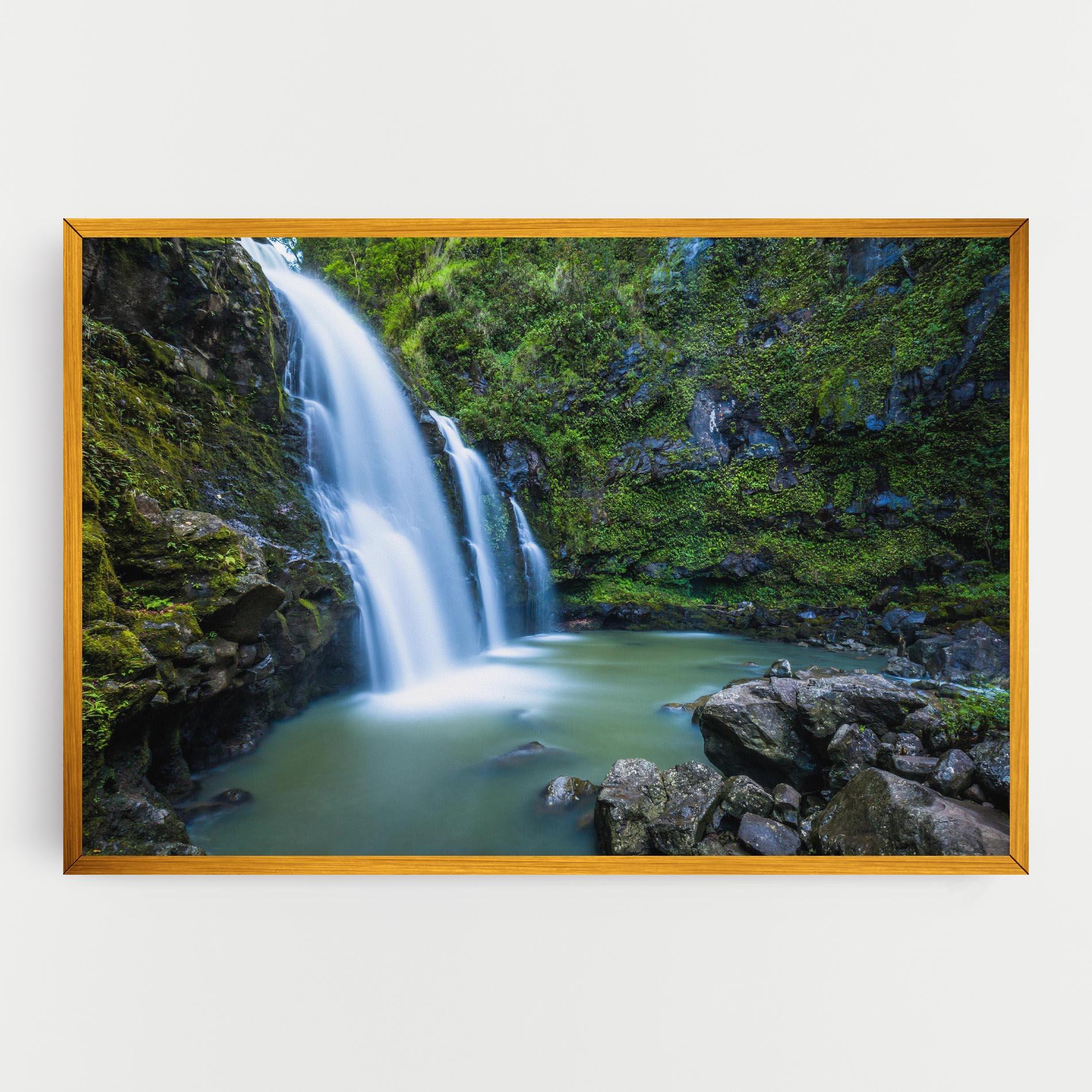 Leinwandbild Swimming In Waterfall mockup 0