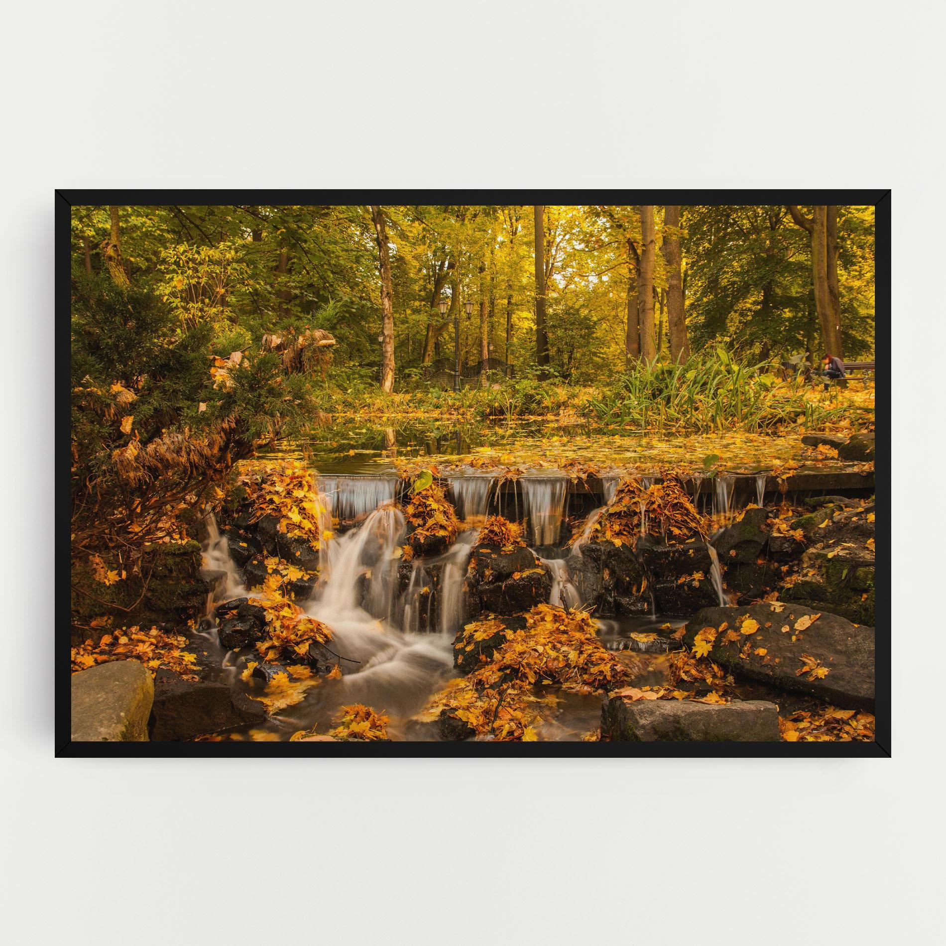 Leinwandbild Autumn Pretty Waterfall mockup 0