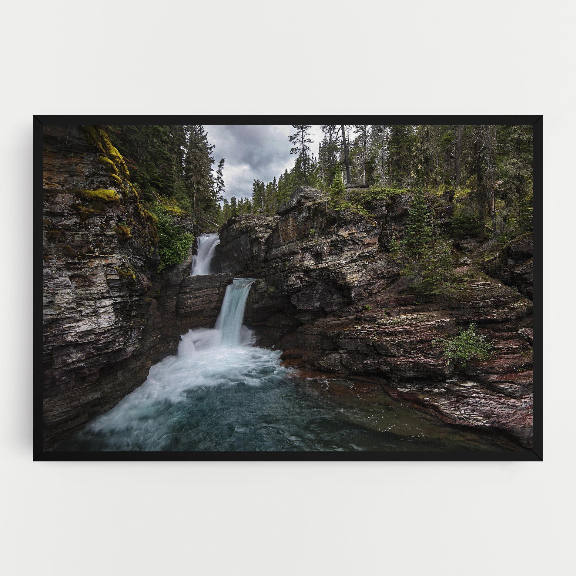 Leinwandbild Majestic Forest Waterfall mockup 0