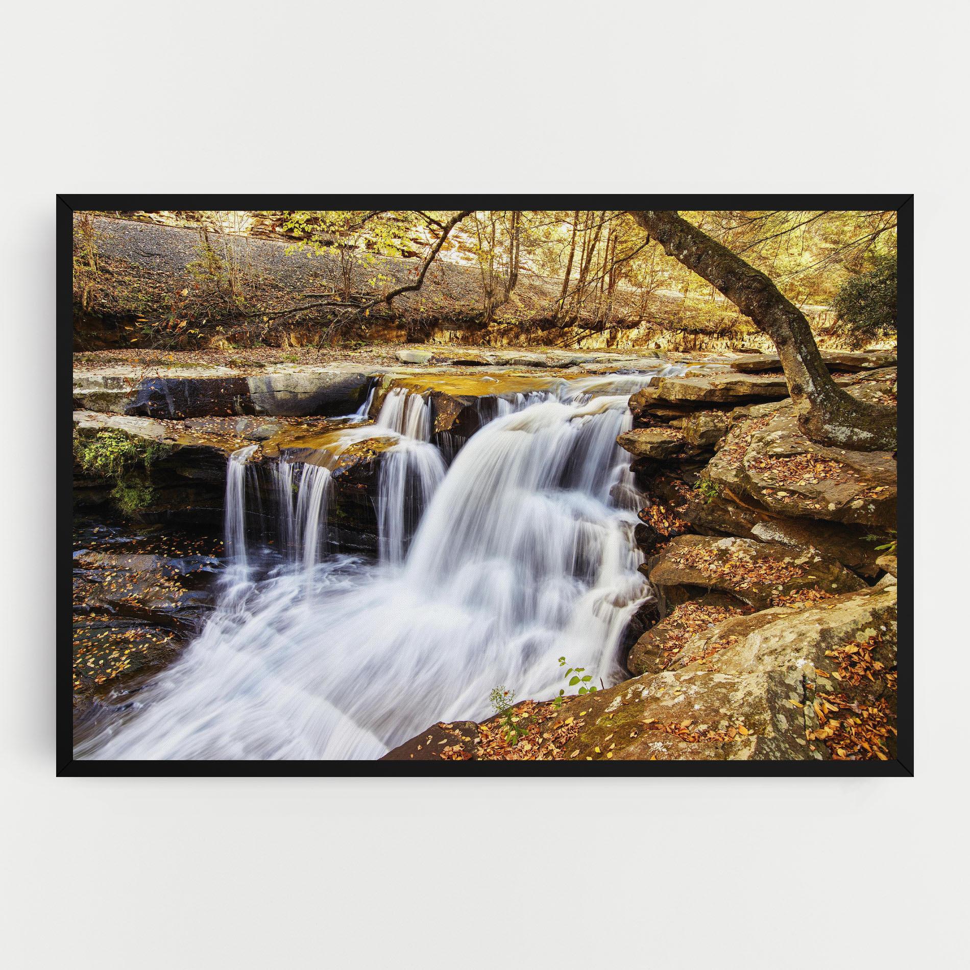 Leinwandbild Pretty Autumn Waterfall mockup 0