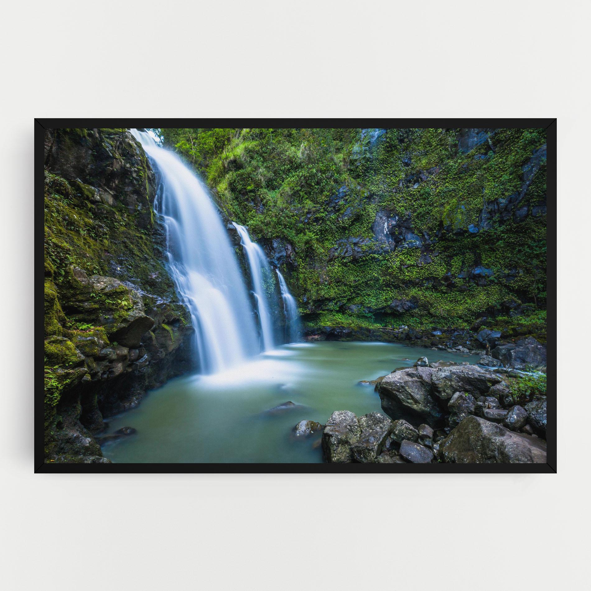 Leinwandbild Swimming In Waterfall mockup 0