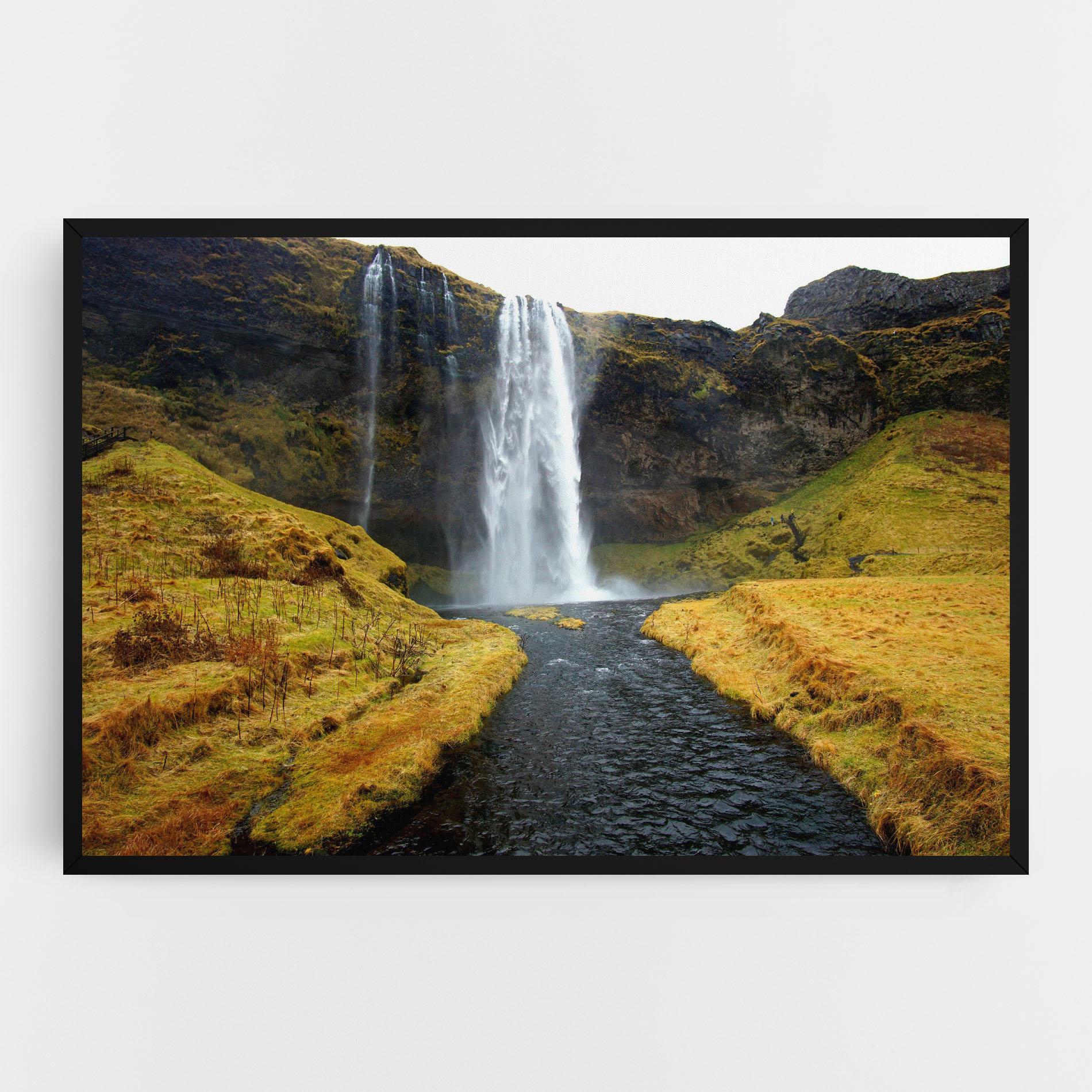 Leinwandbild Yellow Grass Waterfall mockup 0