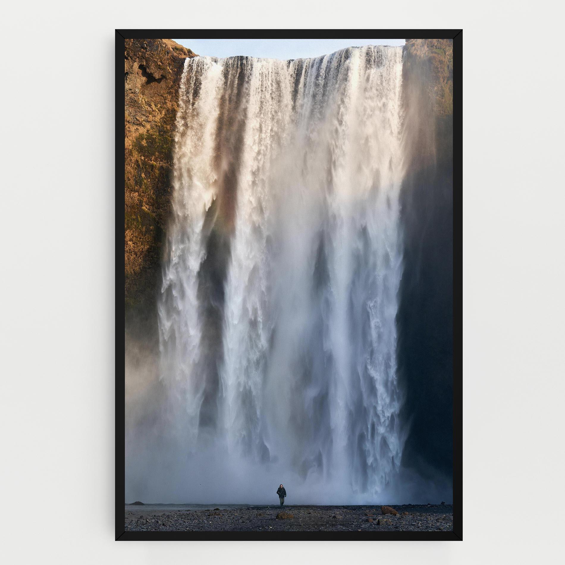 Leinwandbild Small Man Waterfall mockup 0