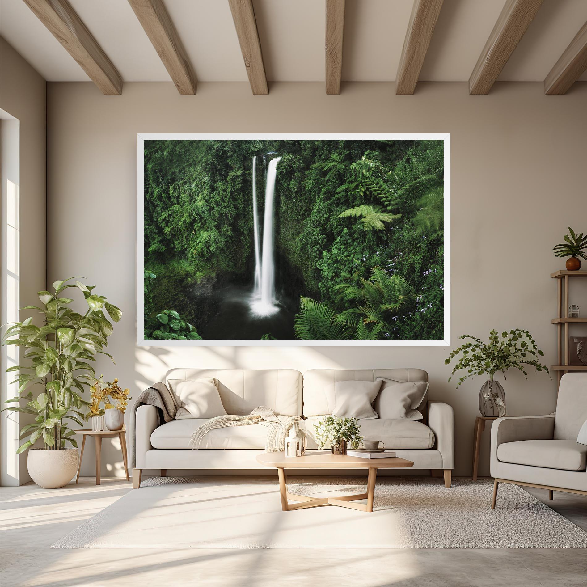 Leinwandbild Green Nature Waterfall mockup 6