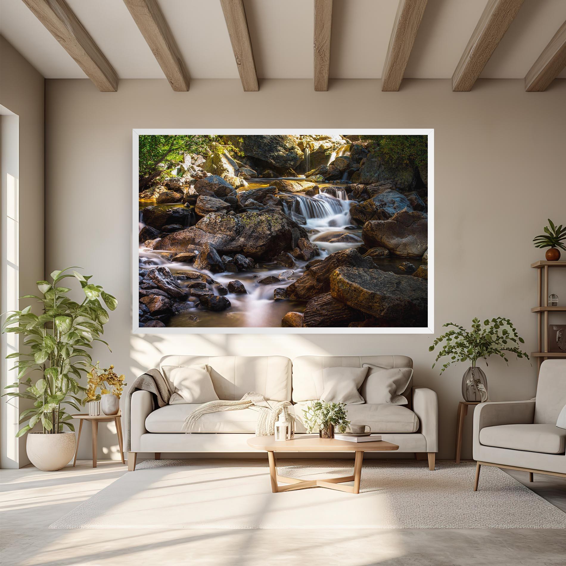 Leinwandbild Nature Rocks Waterfall mockup 6