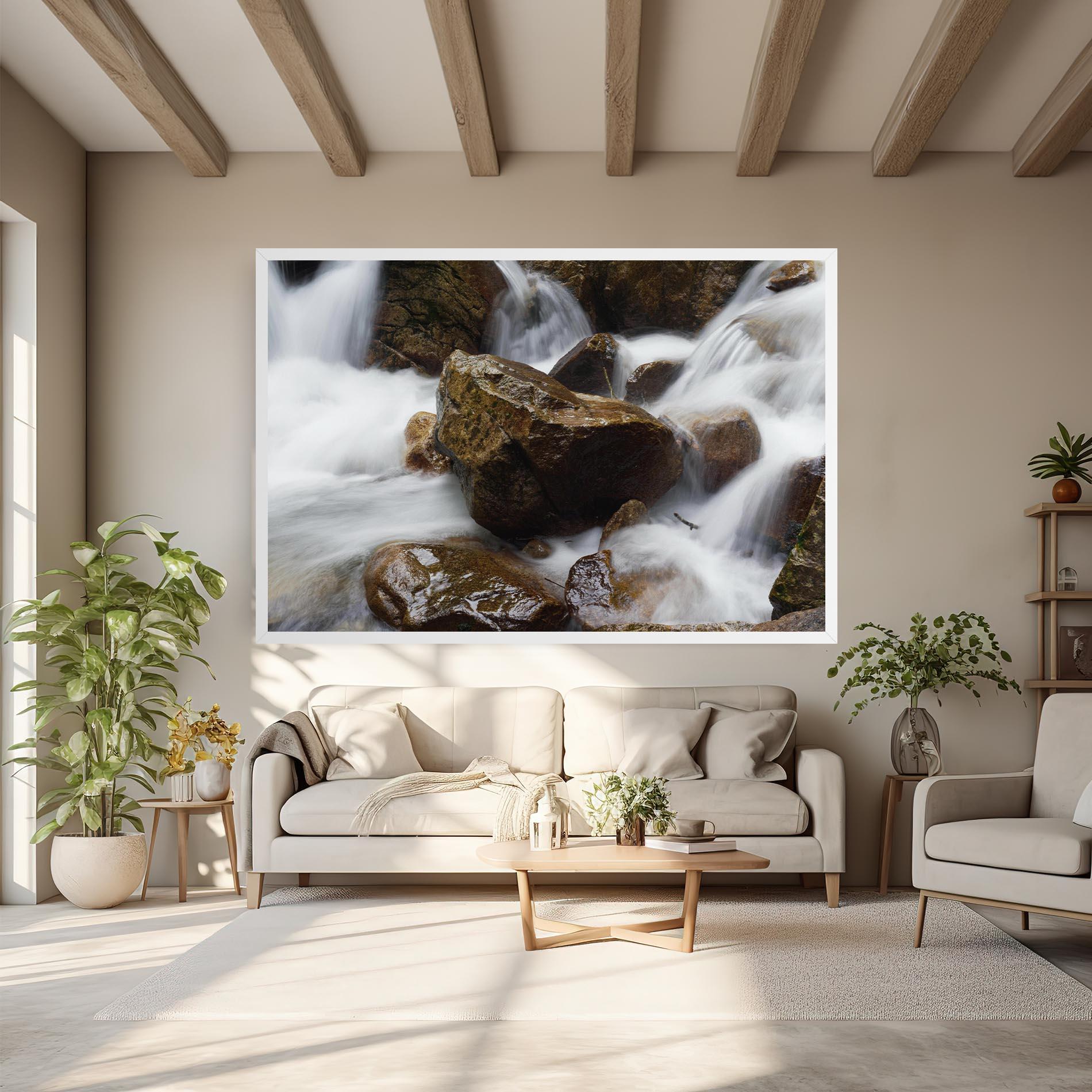 Leinwandbild Shiny Rocks Waterfall mockup 6