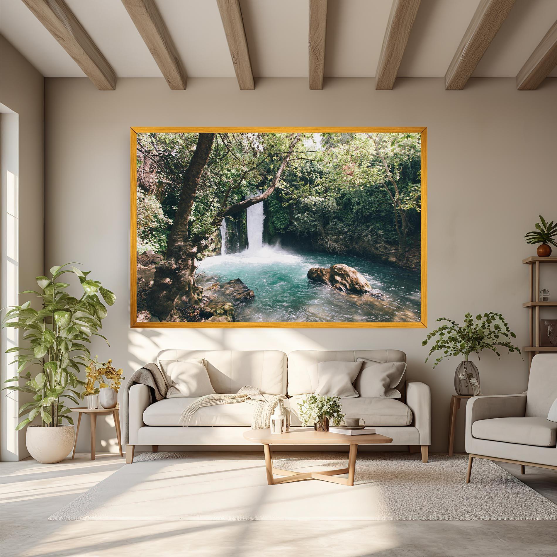 Leinwandbild Beautiful Blue Waterfall mockup 6