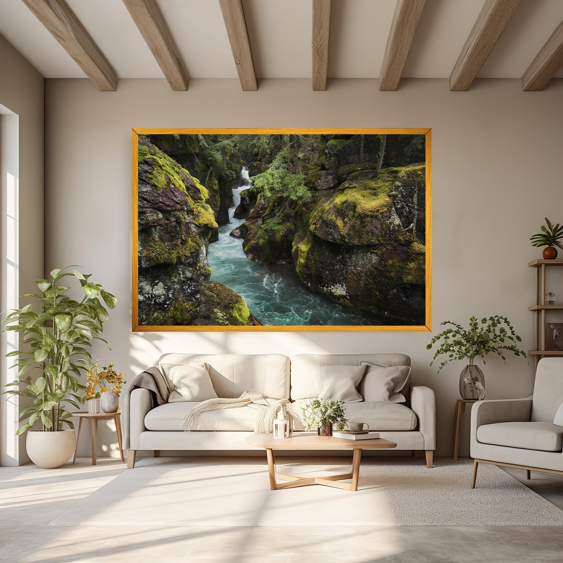 Leinwandbild Blue Majestic Waterfall mockup 6