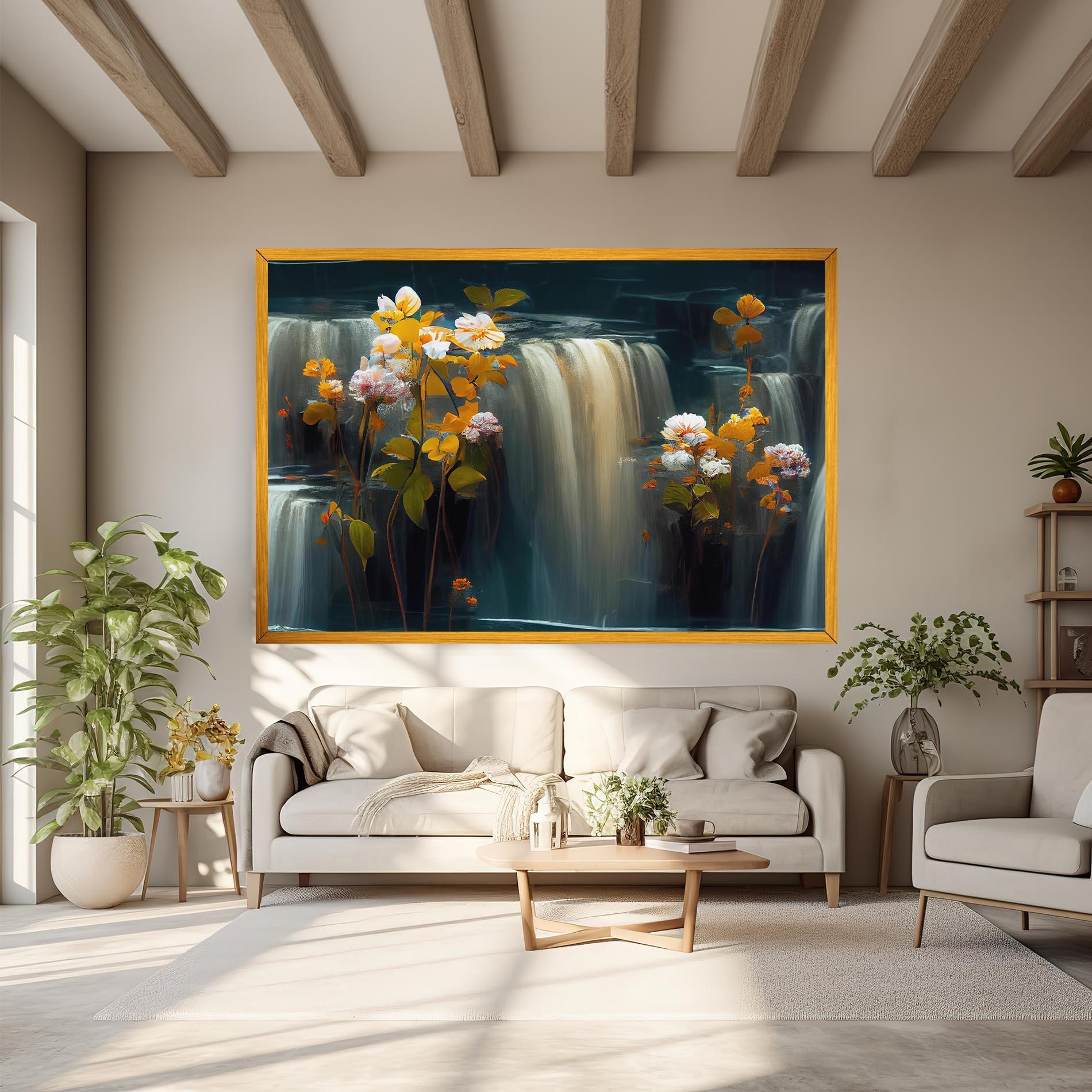 Leinwandbild Flowers Waterfall mockup 6