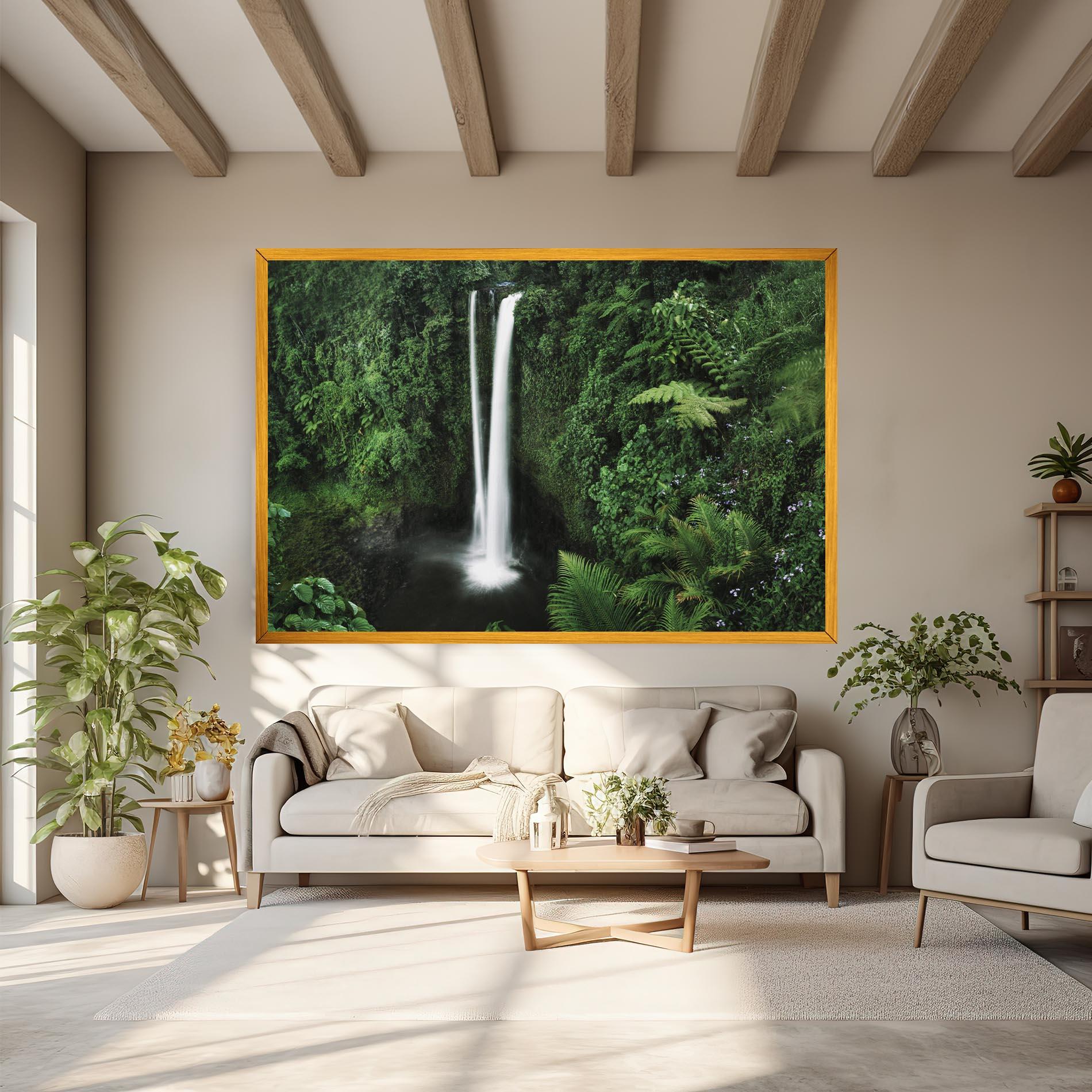 Leinwandbild Green Nature Waterfall mockup 6
