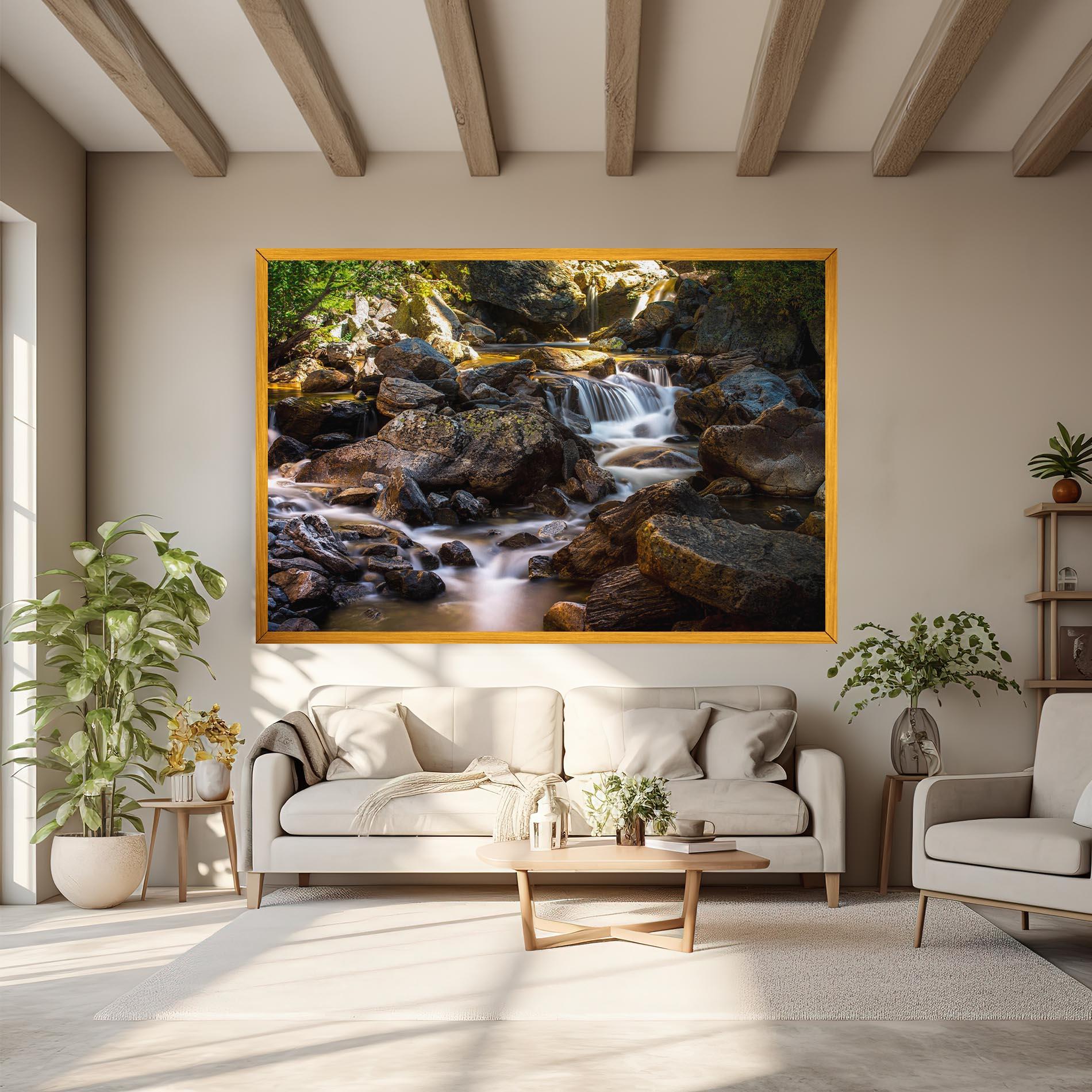 Leinwandbild Nature Rocks Waterfall mockup 6