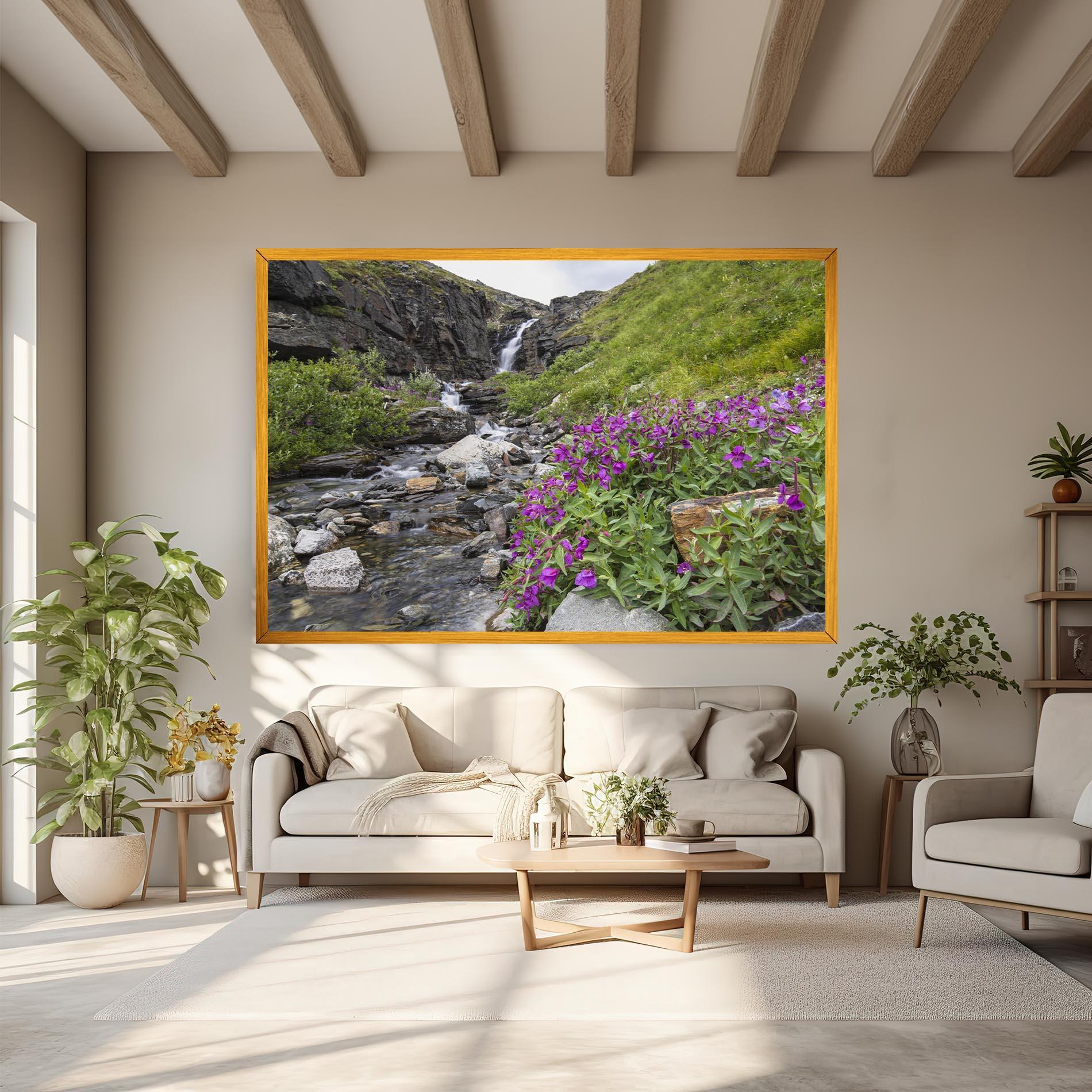 Leinwandbild Purple Flowers Waterfall mockup 6