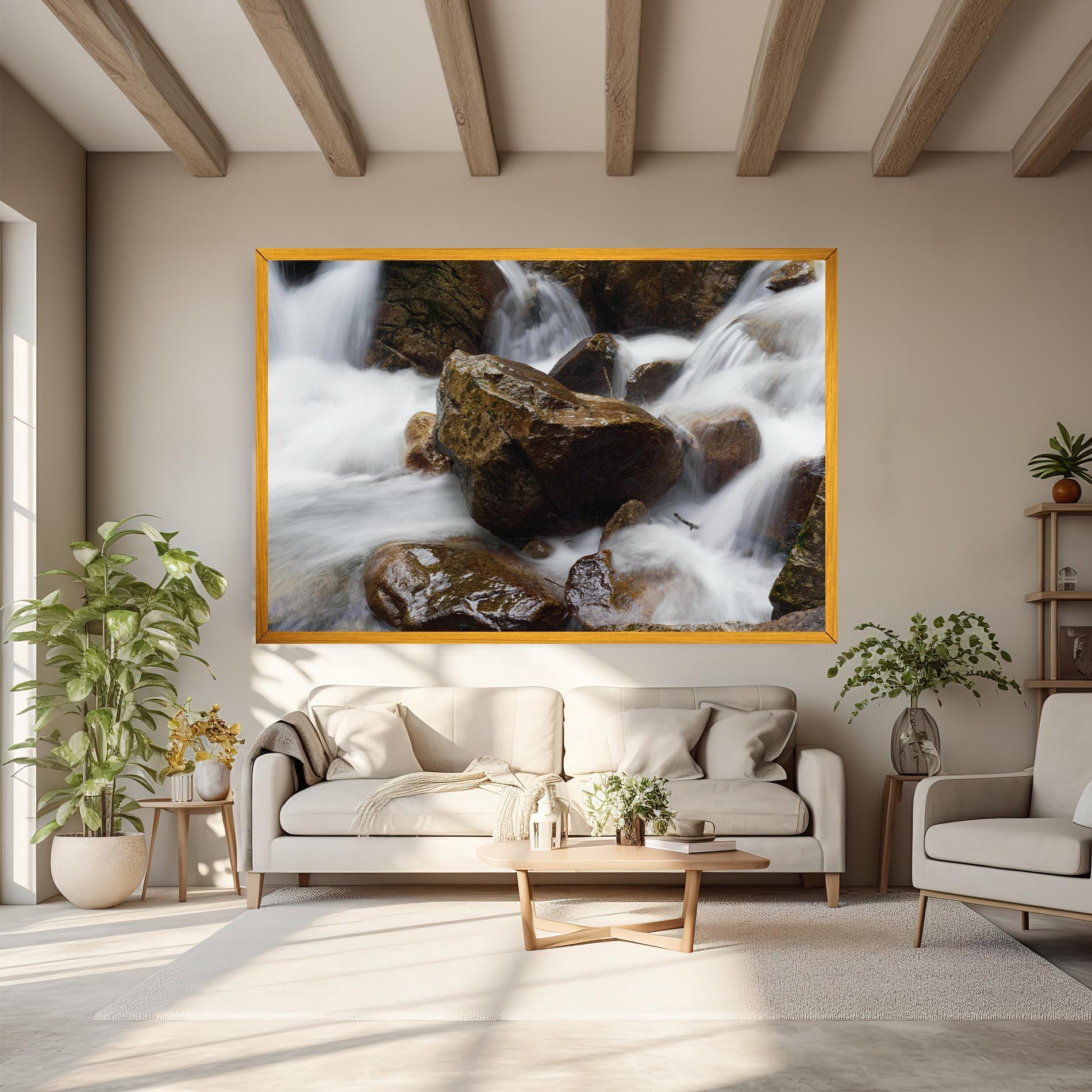 Leinwandbild Shiny Rocks Waterfall mockup 6