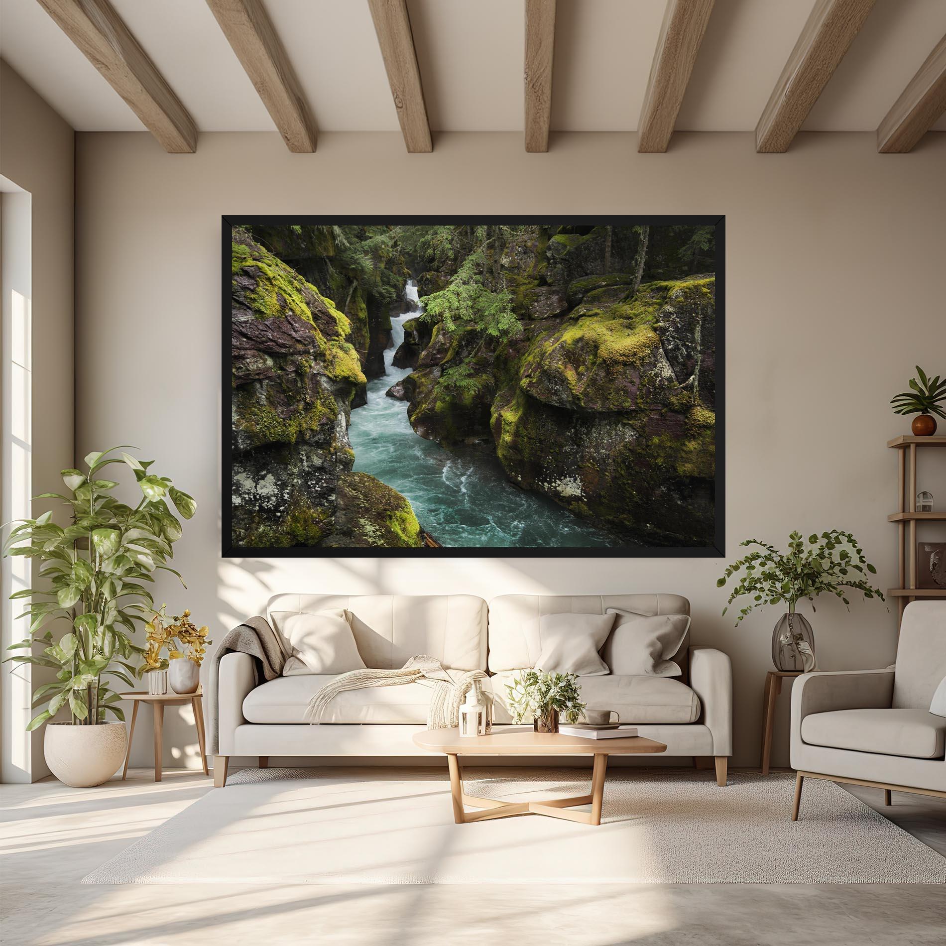 Leinwandbild Blue Majestic Waterfall mockup 6