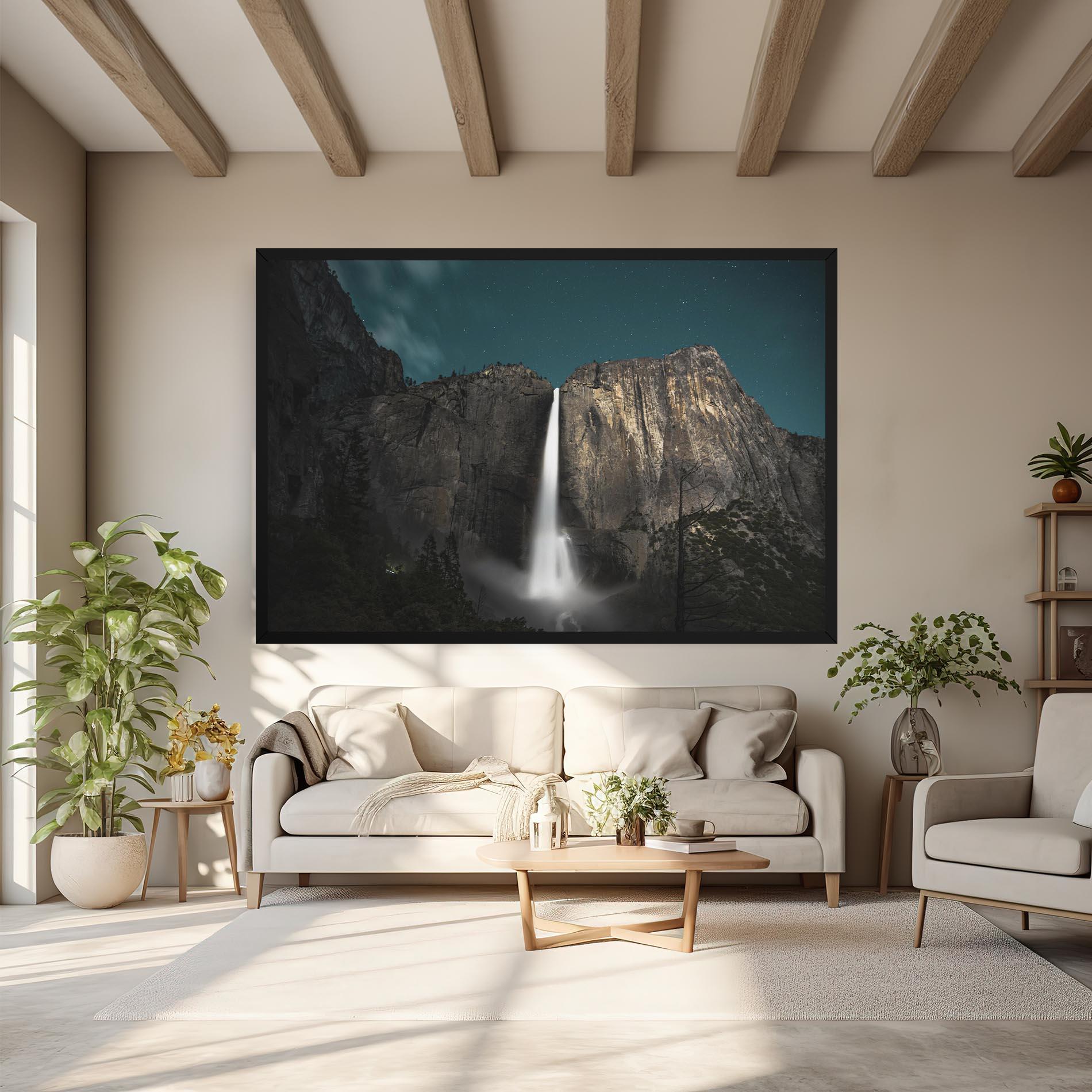 Leinwandbild Dark Blue Sky Waterfall mockup 6