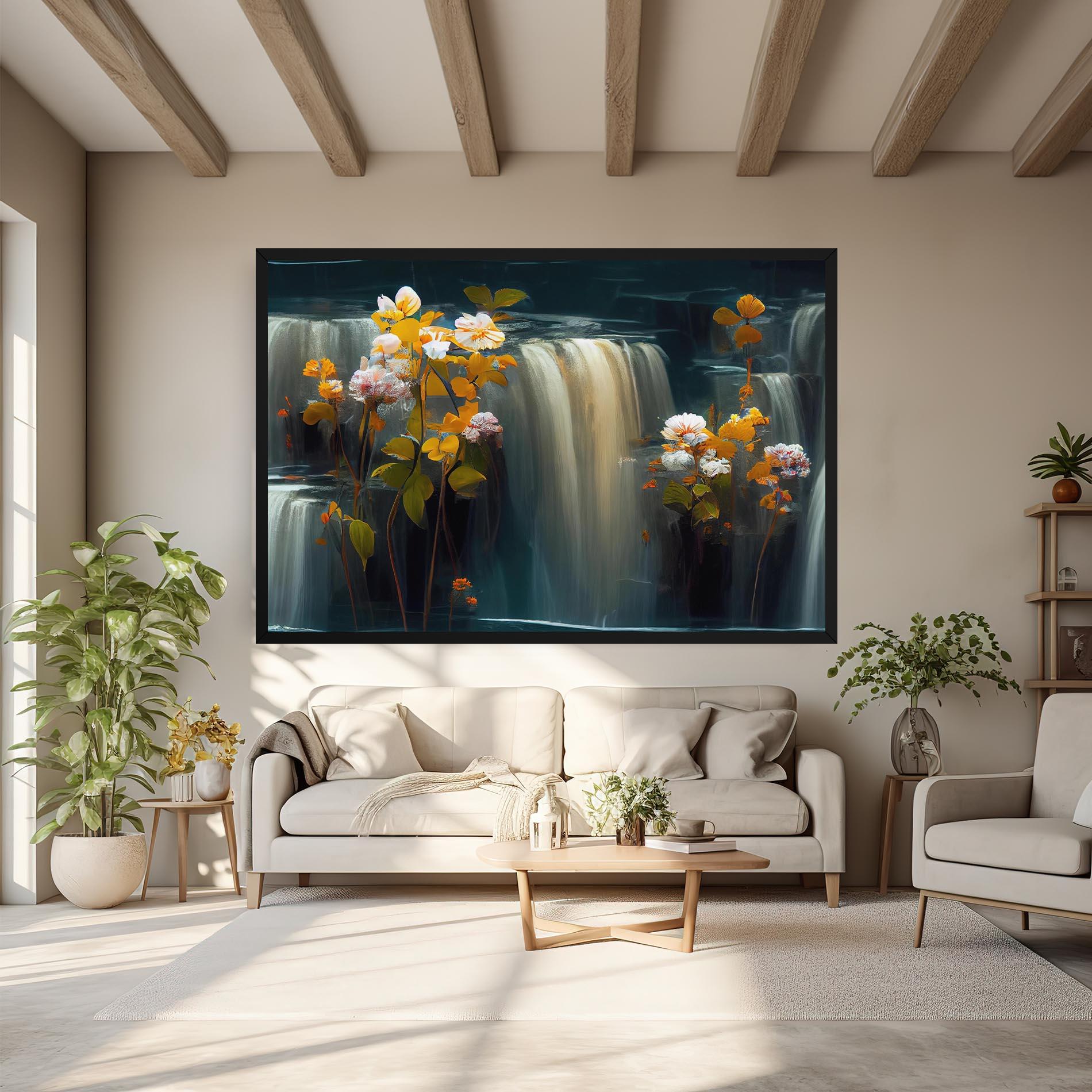 Leinwandbild Flowers Waterfall mockup 6