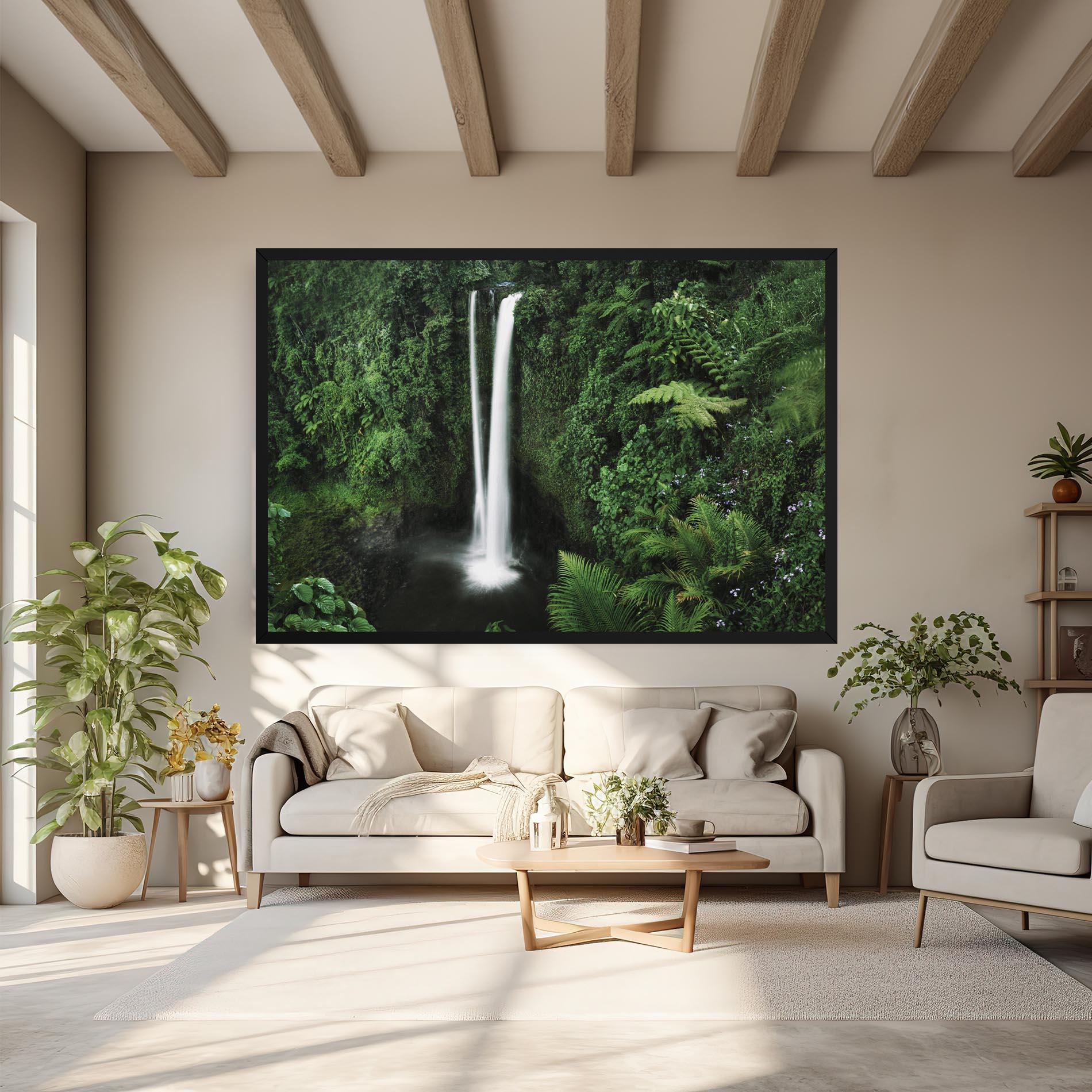 Leinwandbild Green Nature Waterfall mockup 6