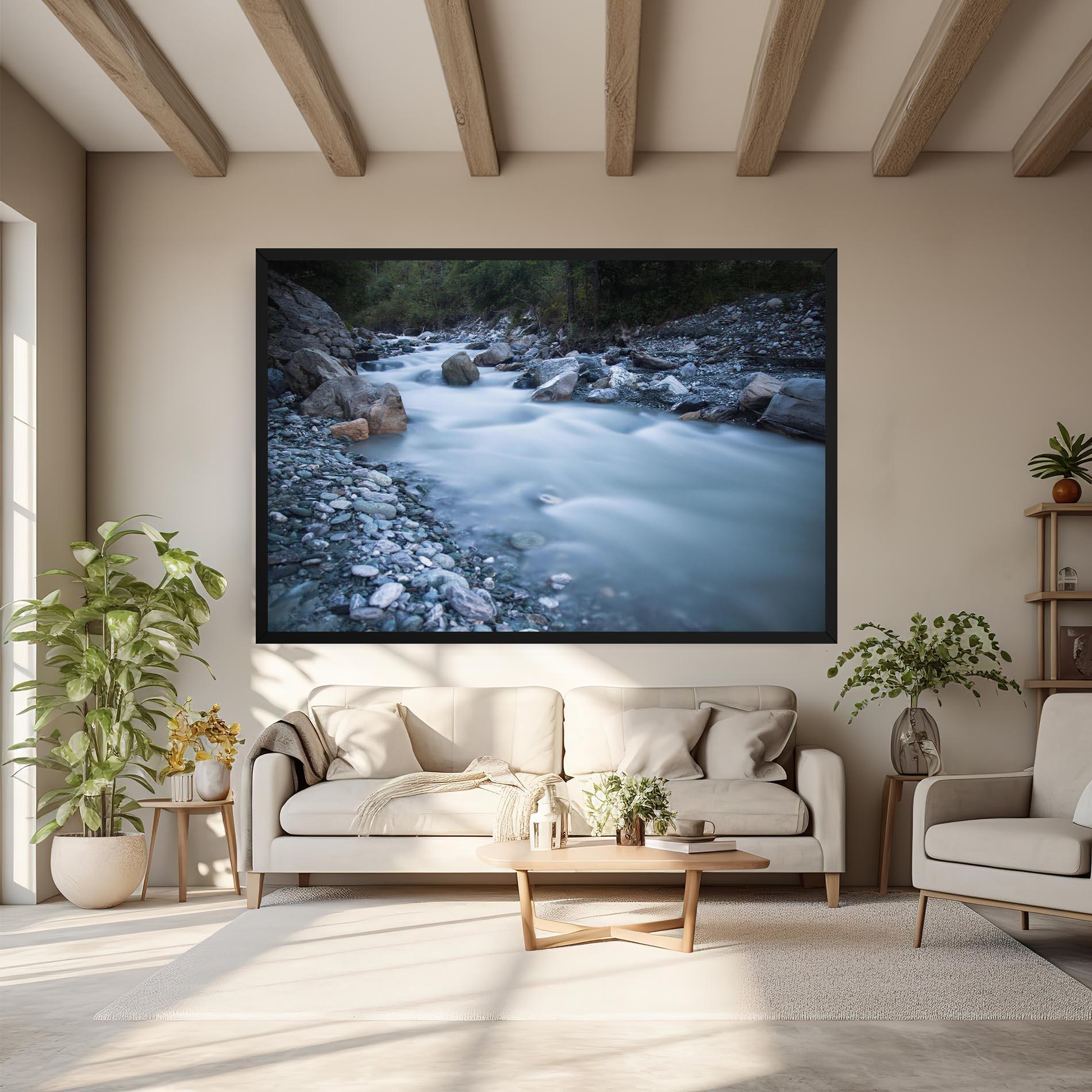 Leinwandbild Grey Water Falling mockup 6