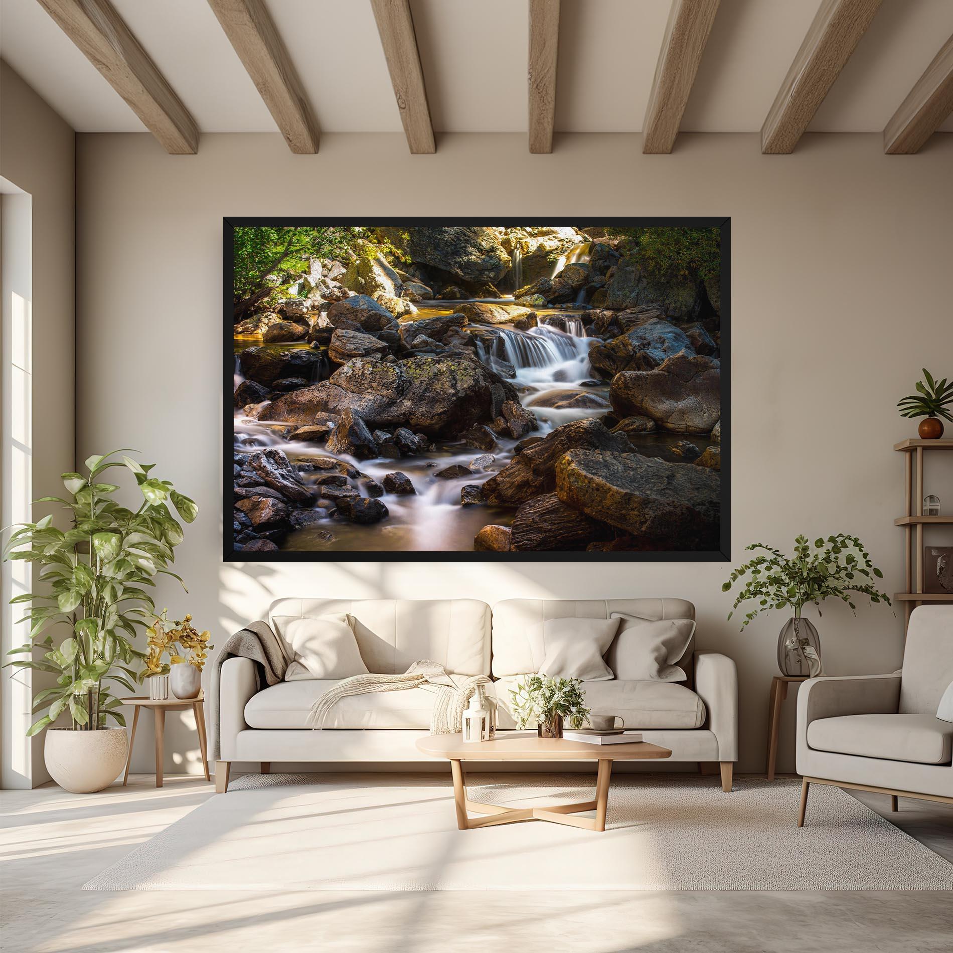 Leinwandbild Nature Rocks Waterfall mockup 6