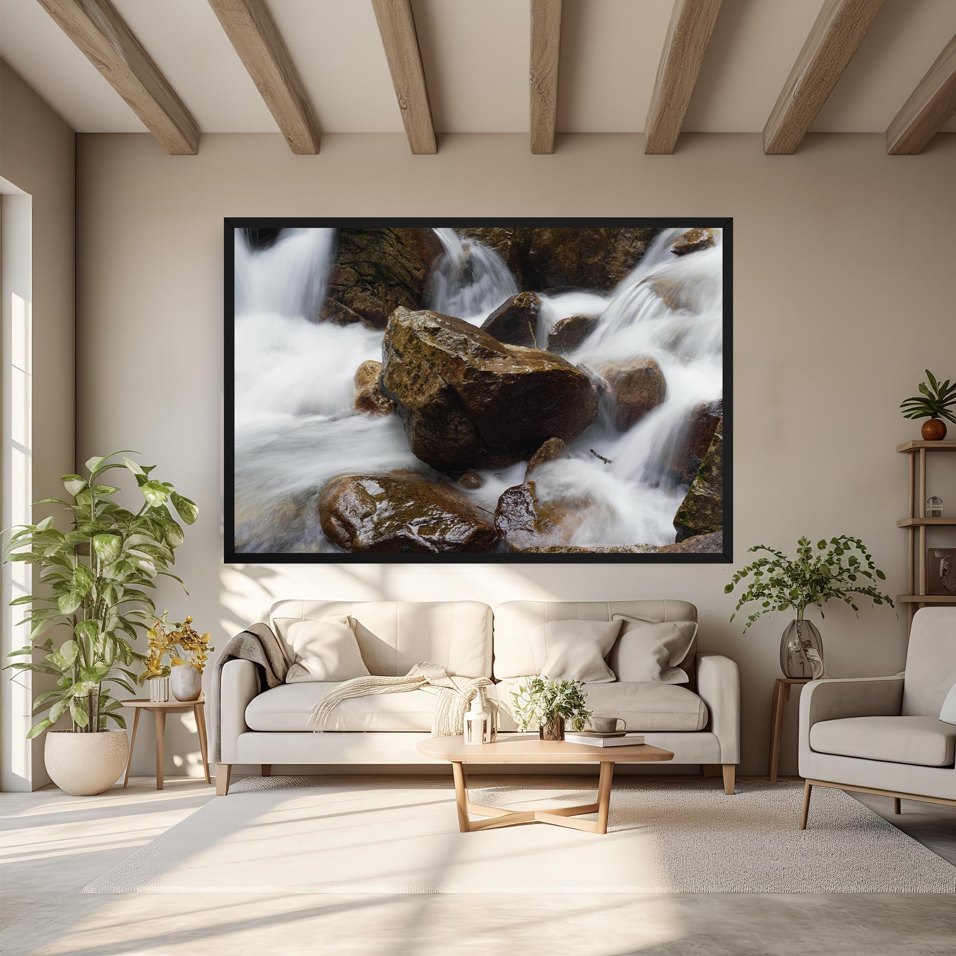 Leinwandbild Shiny Rocks Waterfall mockup 6