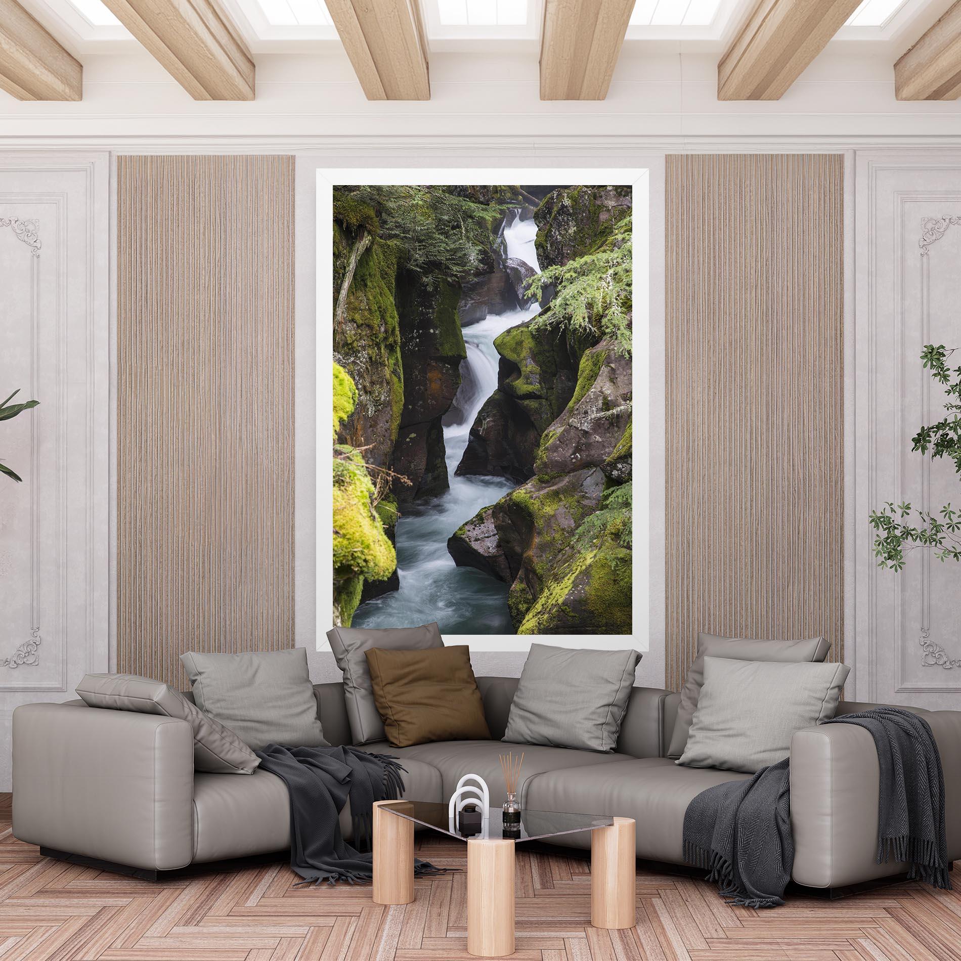 Leinwandbild Water Falling Forest mockup 6