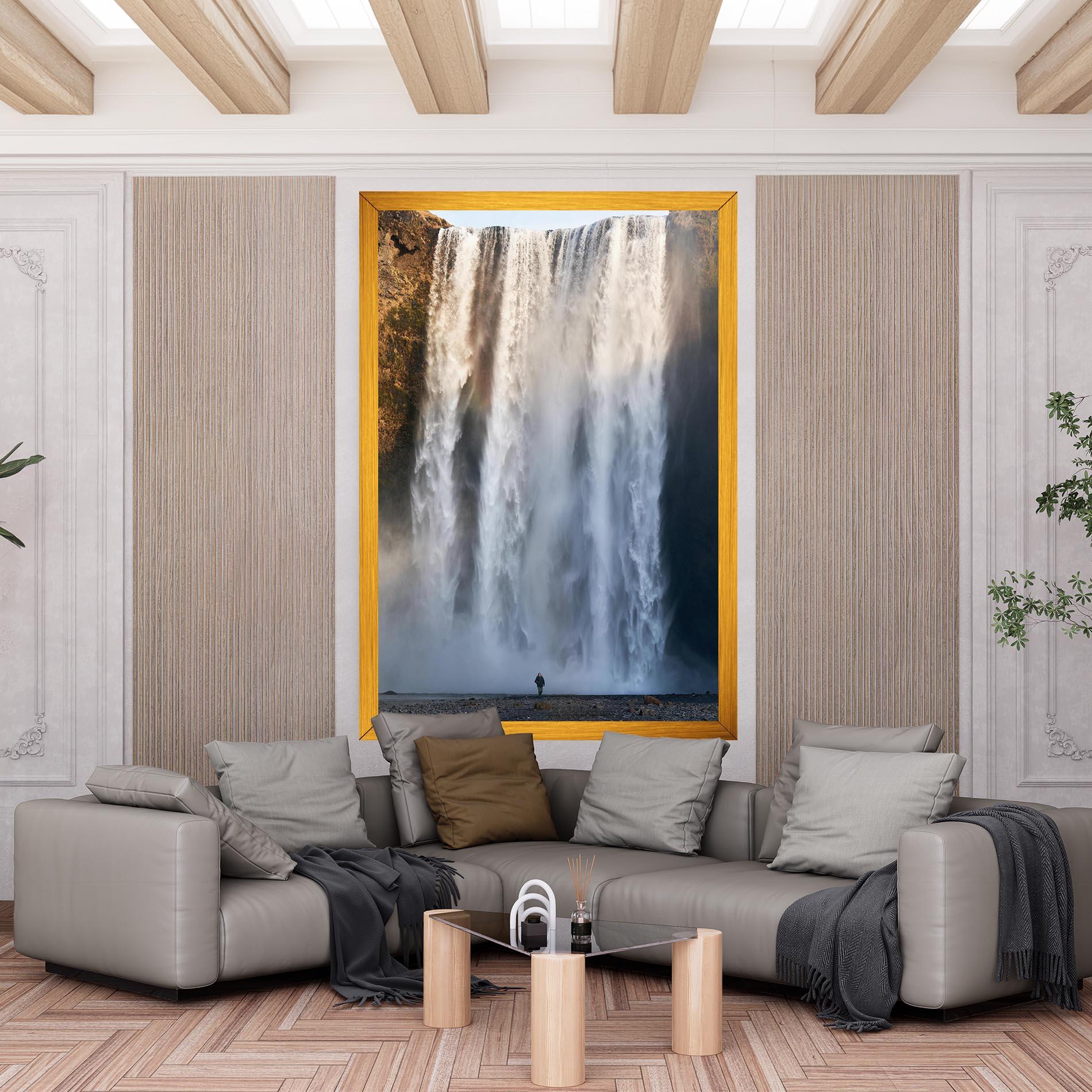 Leinwandbild Small Man Waterfall mockup 6