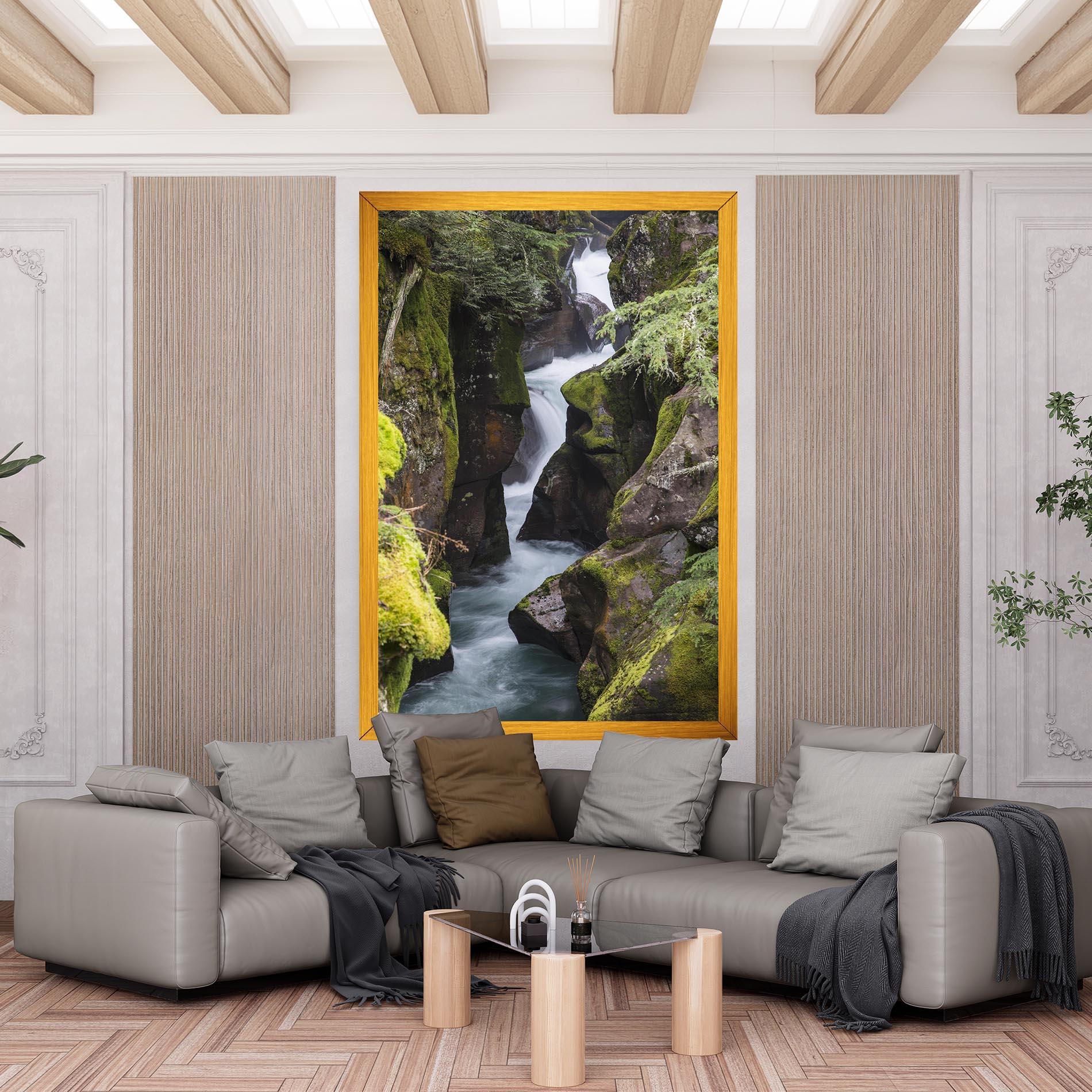 Leinwandbild Water Falling Forest mockup 6