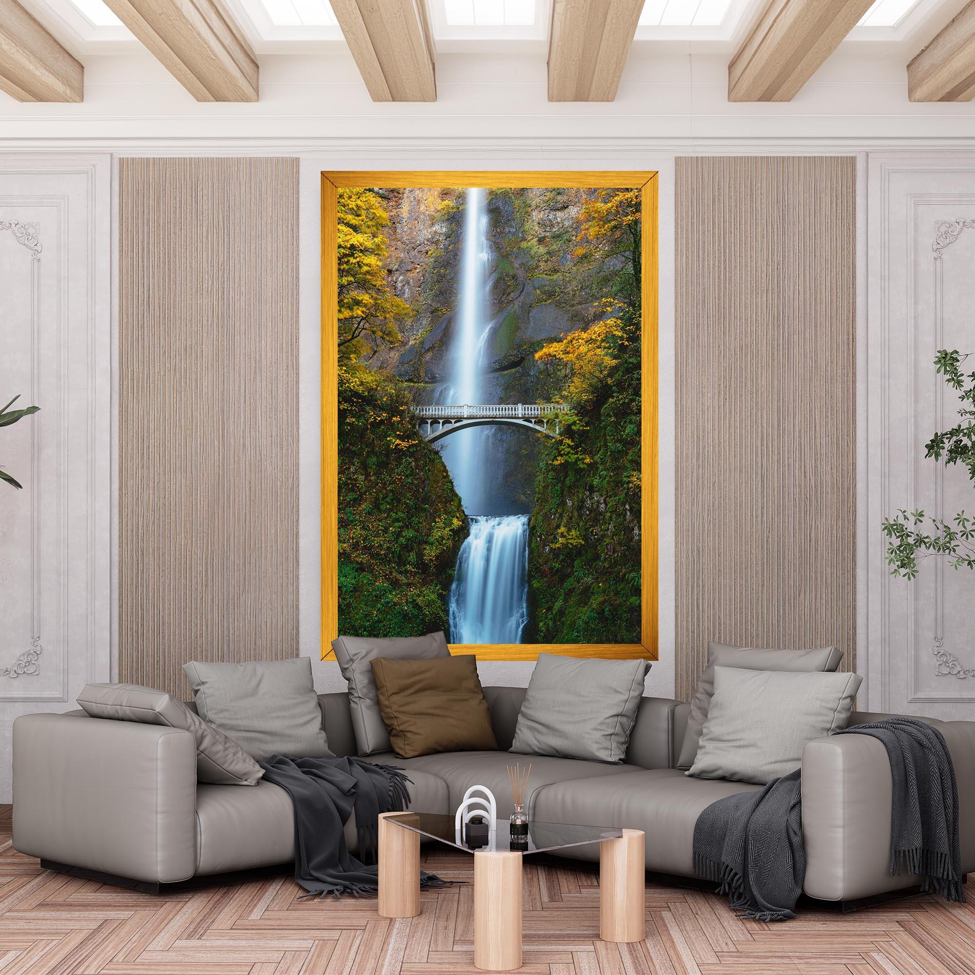 Leinwandbild Yellow Leaves Bridge mockup 6