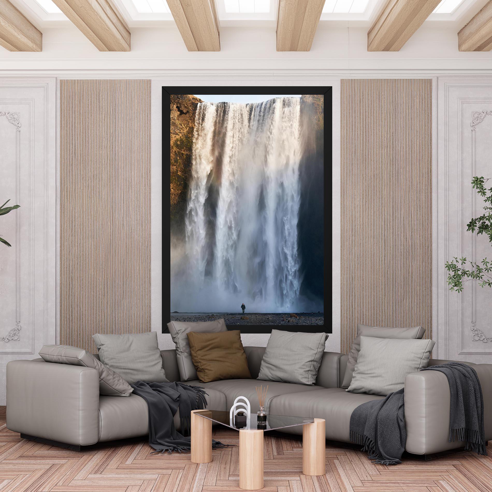 Leinwandbild Small Man Waterfall mockup 6