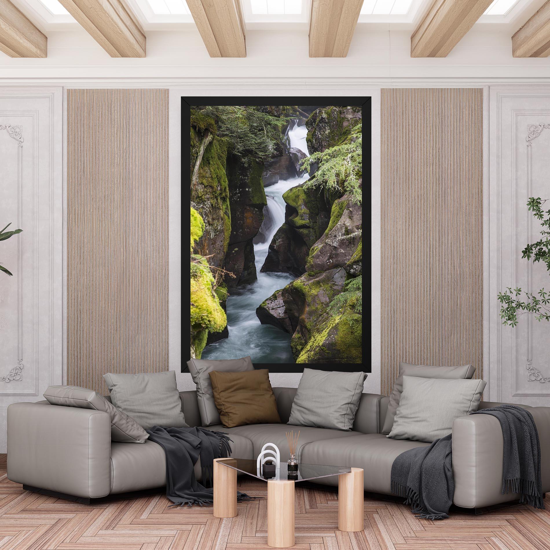 Leinwandbild Water Falling Forest mockup 6
