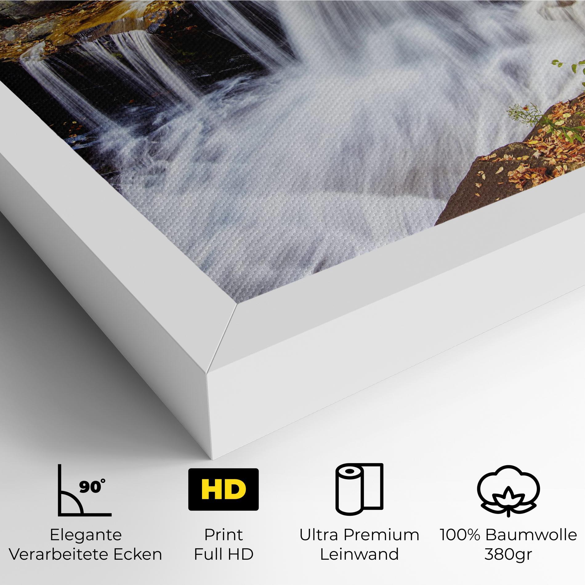 Leinwandbild Pretty Autumn Waterfall mockup 4