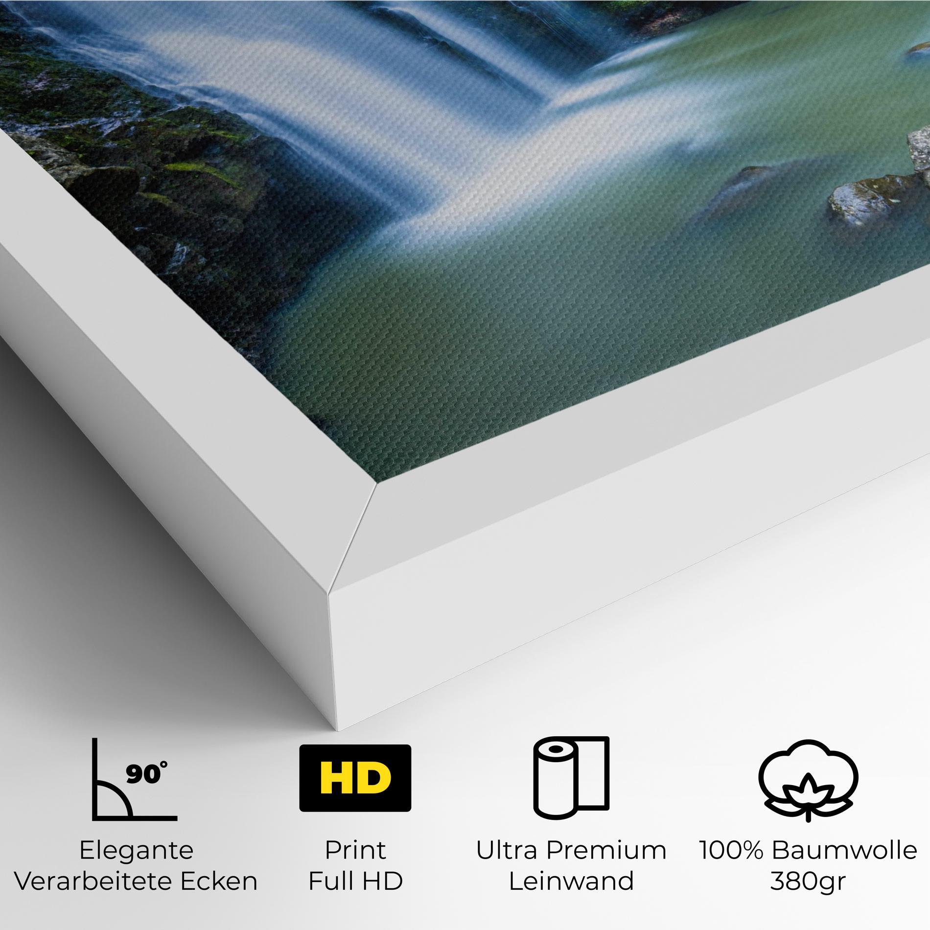 Leinwandbild Swimming In Waterfall mockup 4