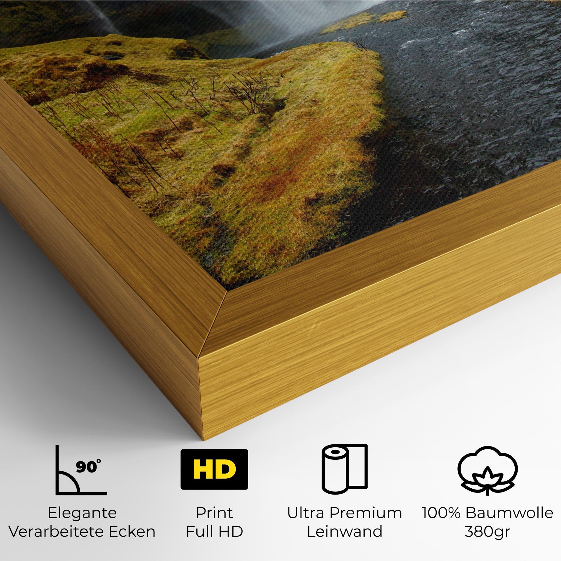 Leinwandbild Yellow Grass Waterfall mockup 4