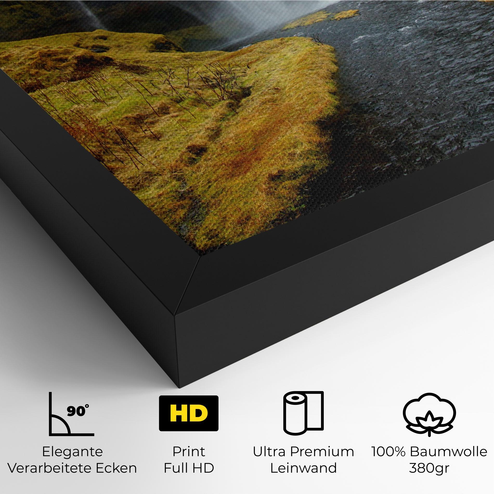 Leinwandbild Yellow Grass Waterfall mockup 4