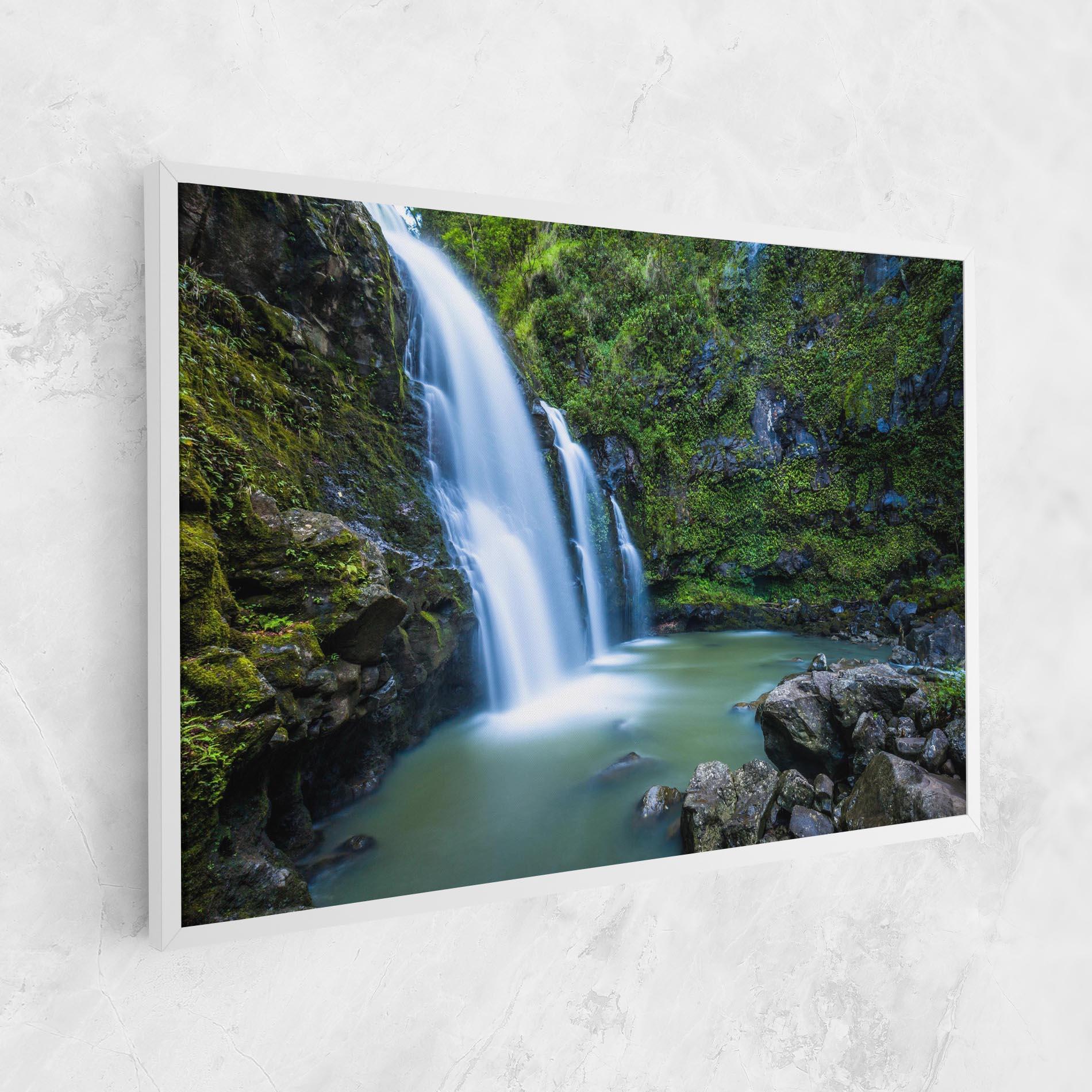 Leinwandbild Swimming In Waterfall mockup 1