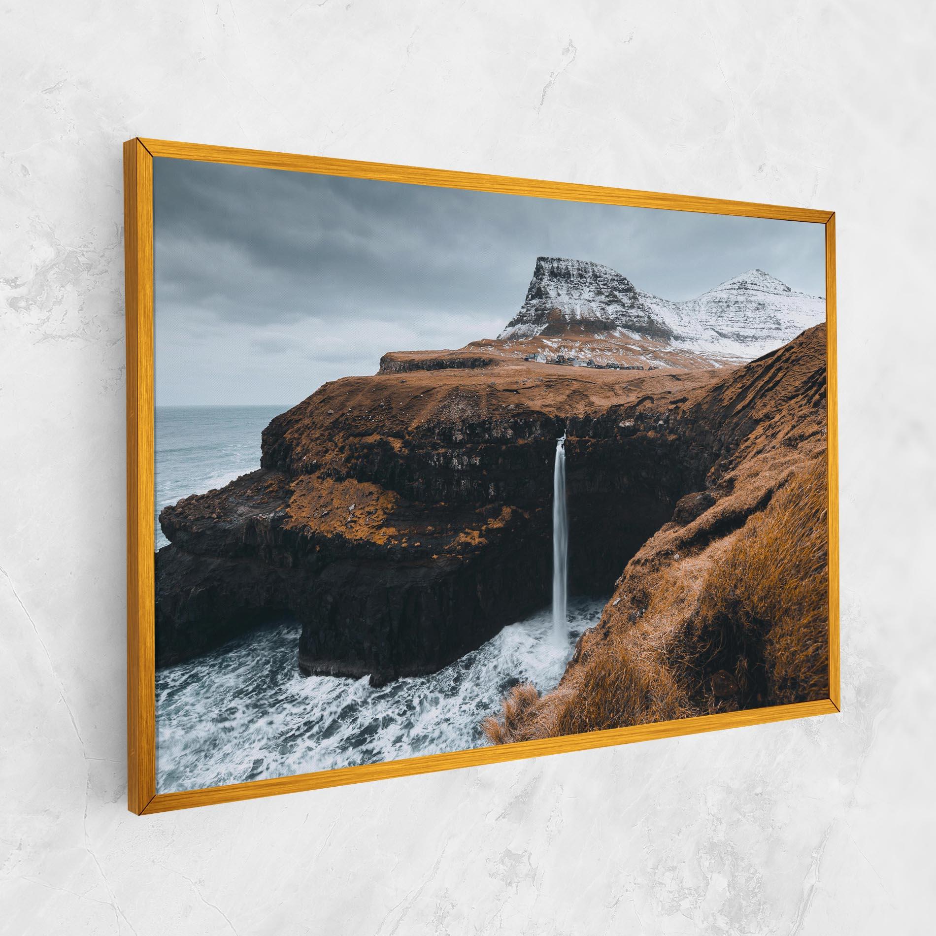 Leinwandbild Black Houses Waterfall mockup 1