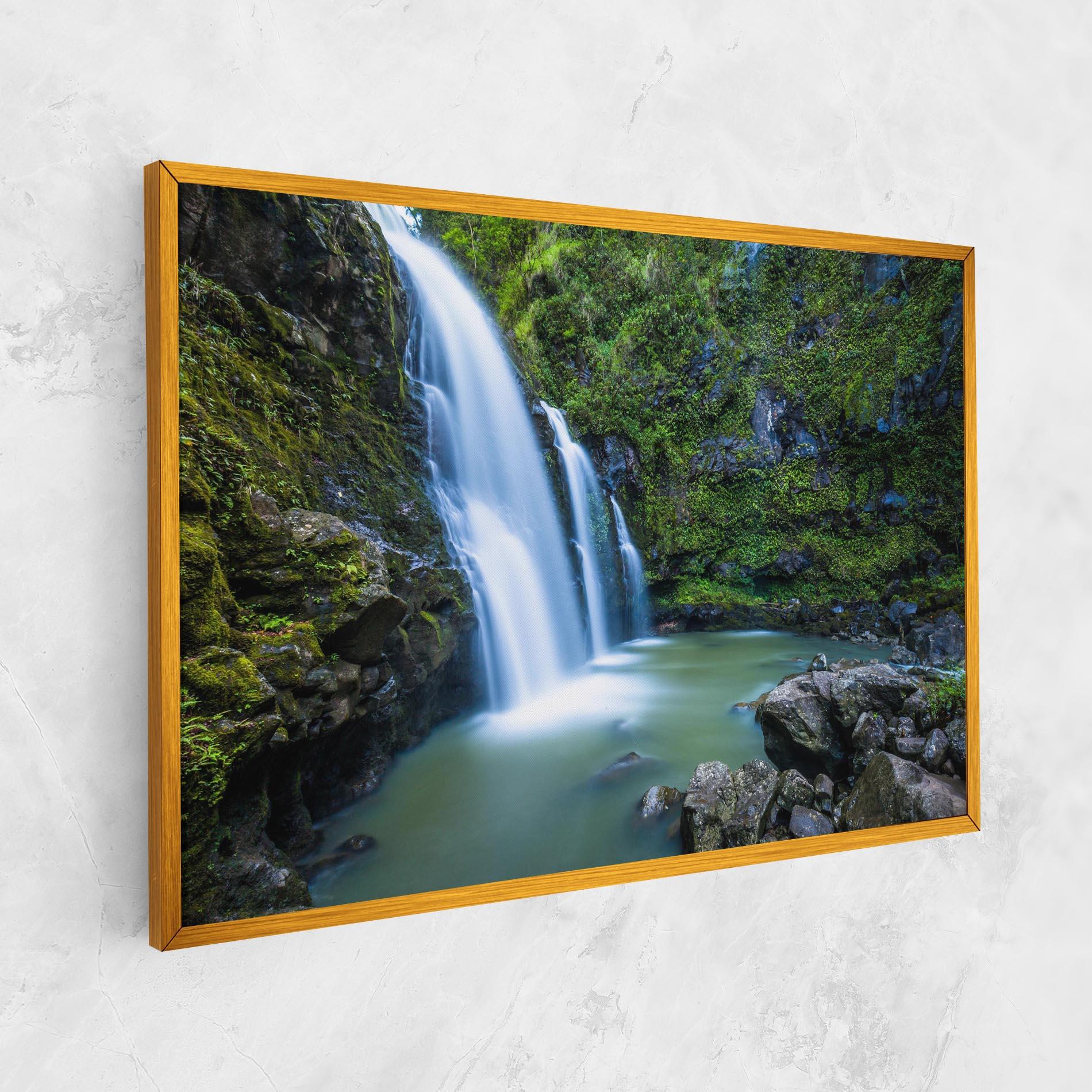 Leinwandbild Swimming In Waterfall mockup 1