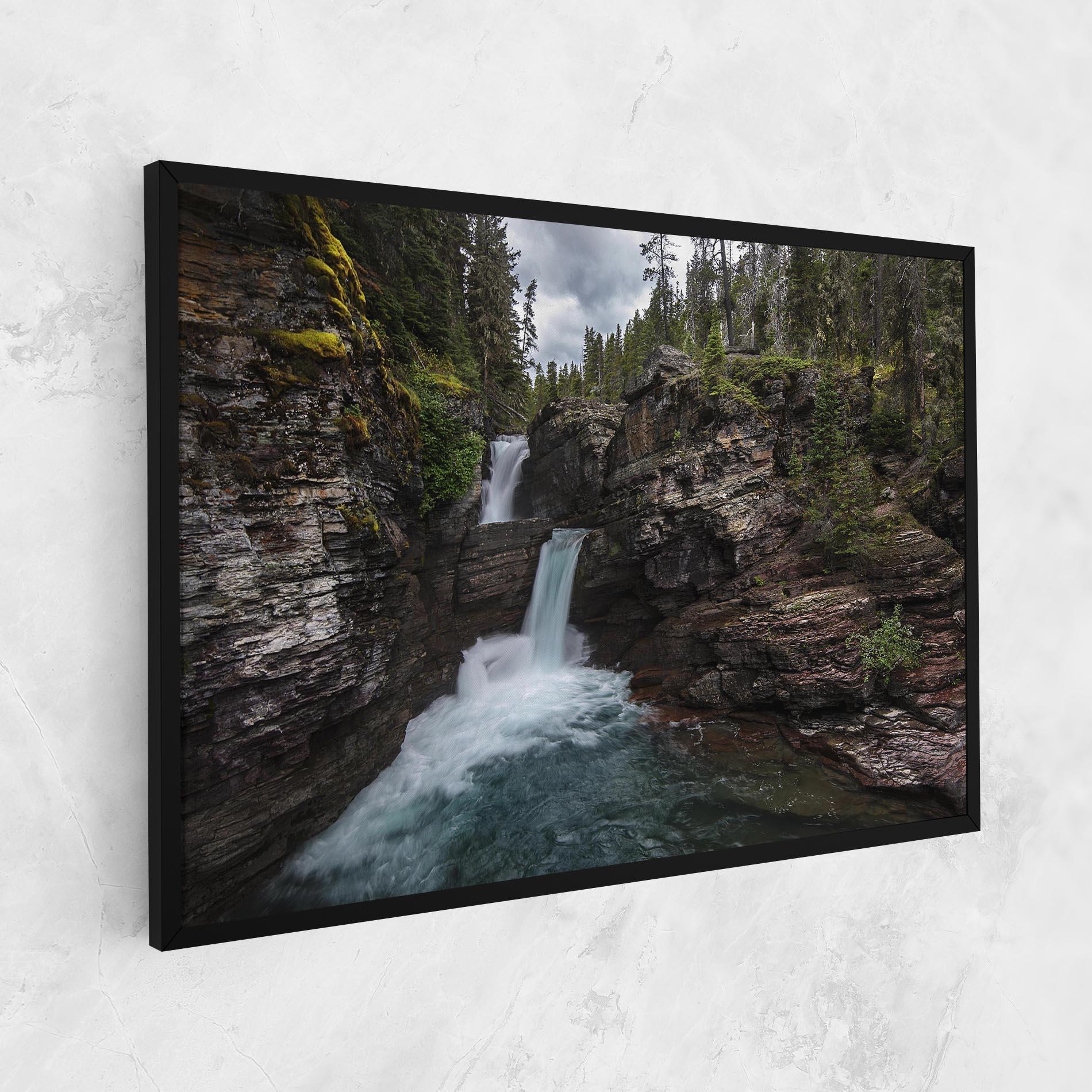 Leinwandbild Majestic Forest Waterfall mockup 1