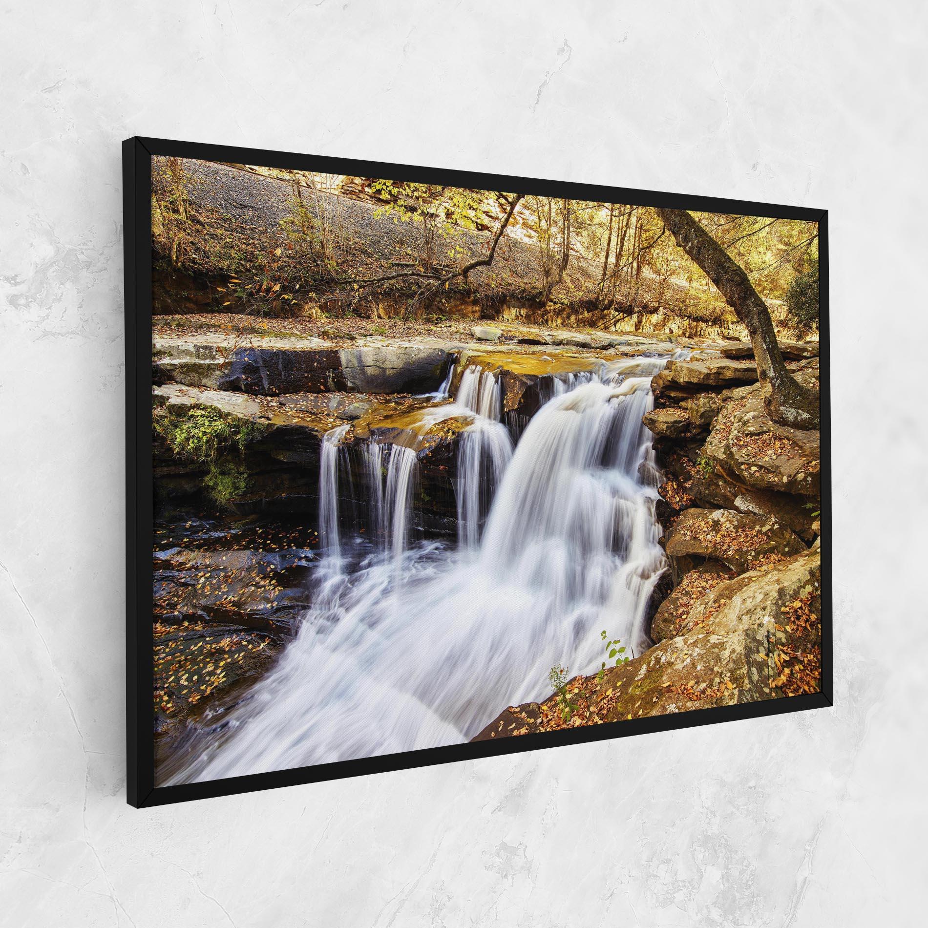 Leinwandbild Pretty Autumn Waterfall mockup 1
