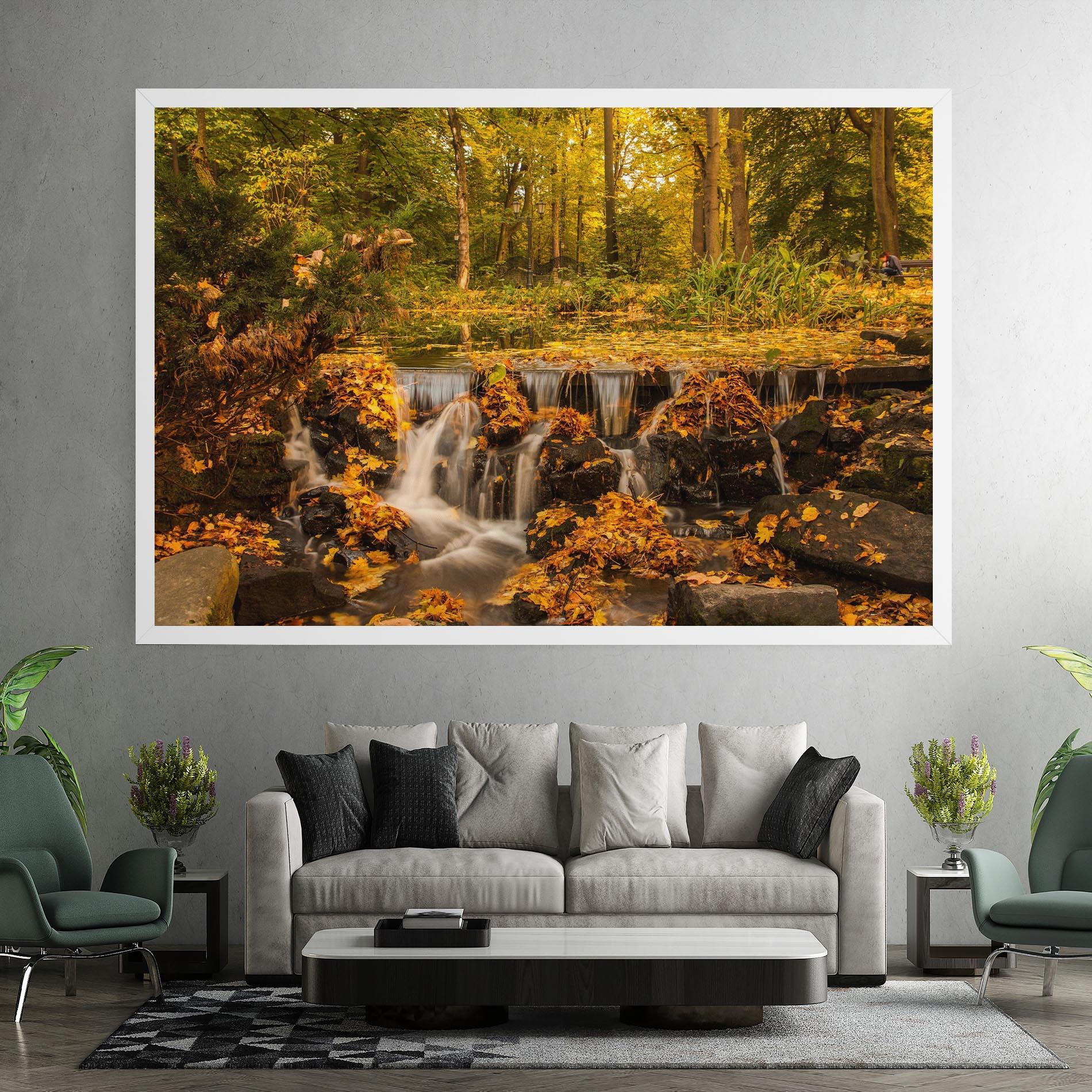 Leinwandbild Autumn Pretty Waterfall mockup 7