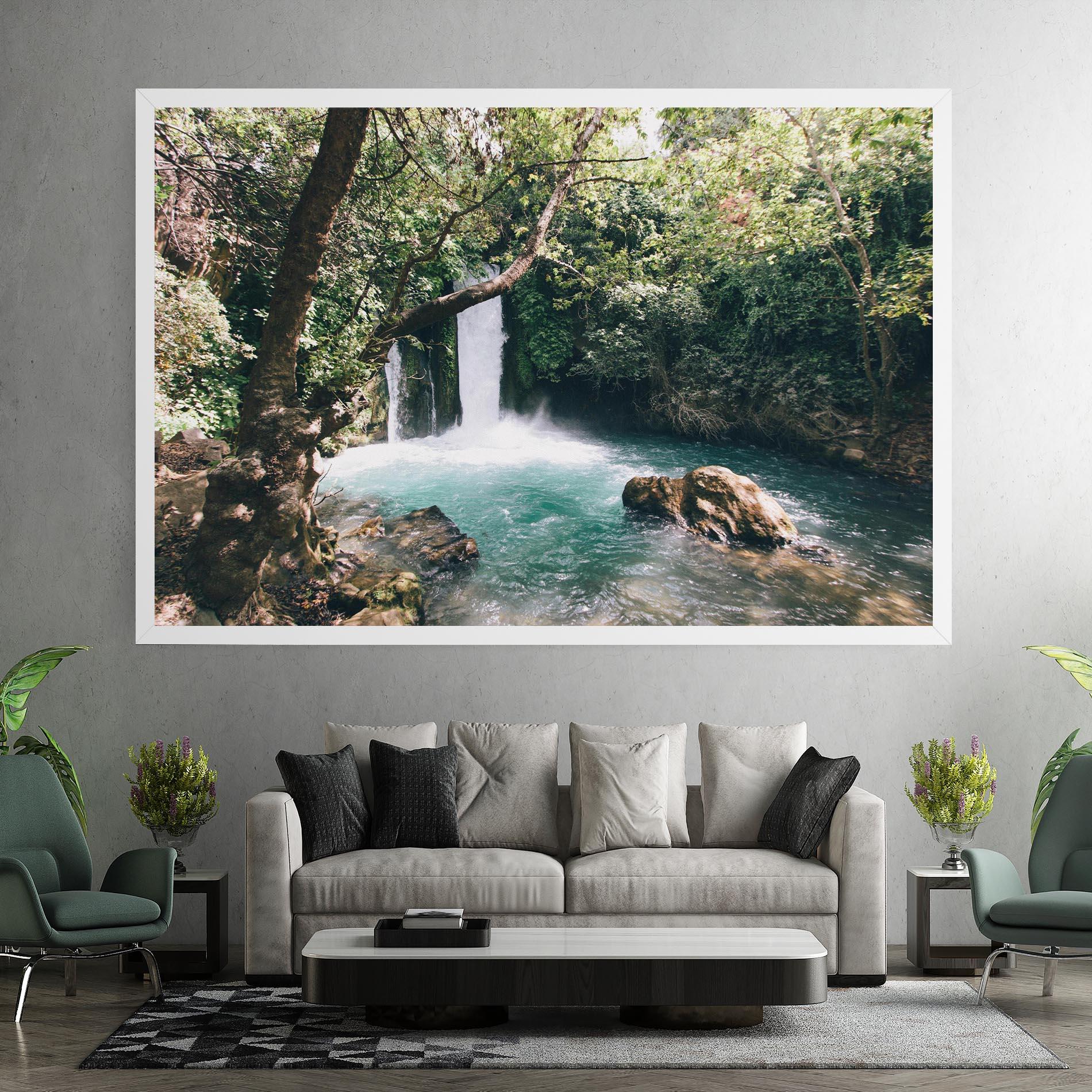 Leinwandbild Beautiful Blue Waterfall mockup 7