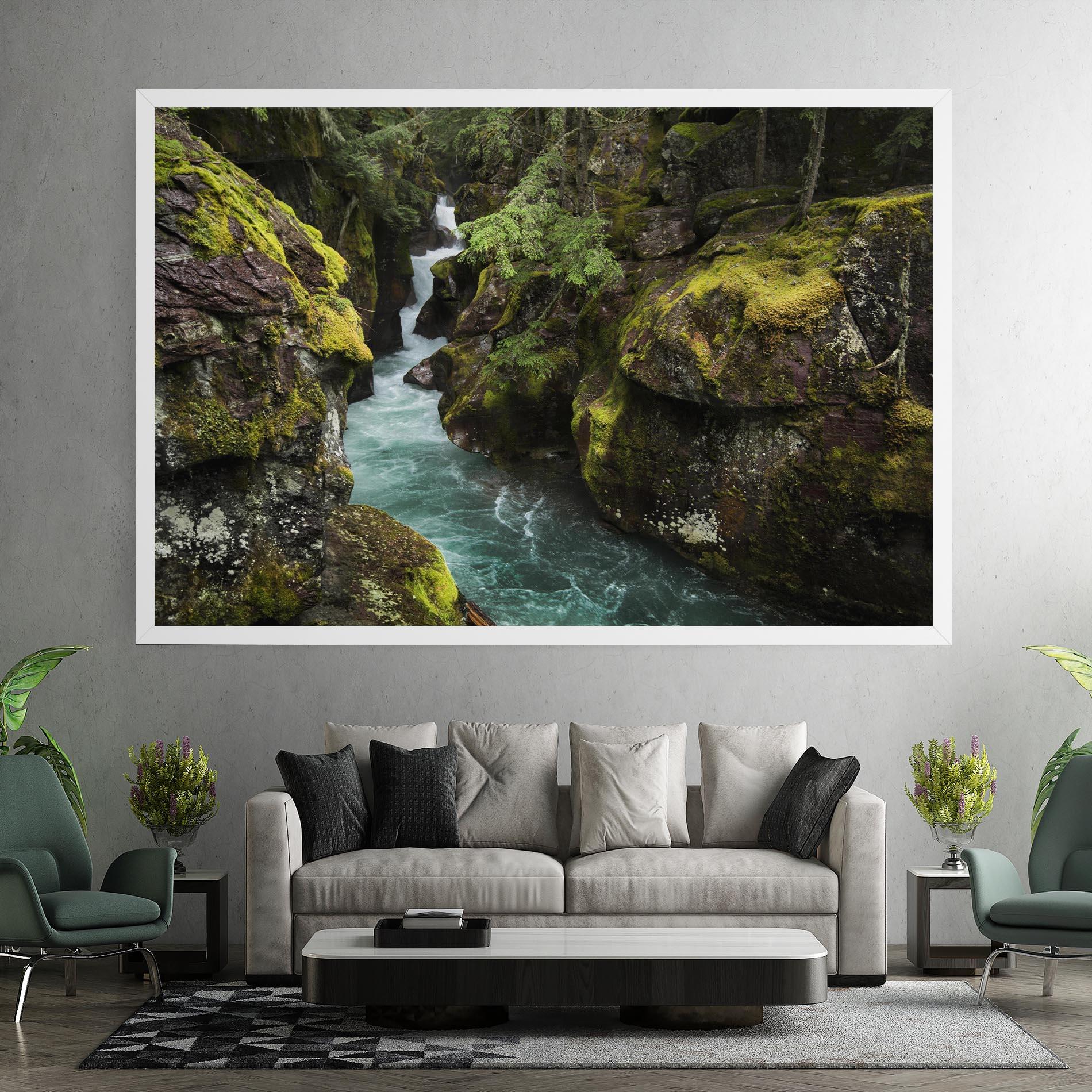 Leinwandbild Blue Majestic Waterfall mockup 7