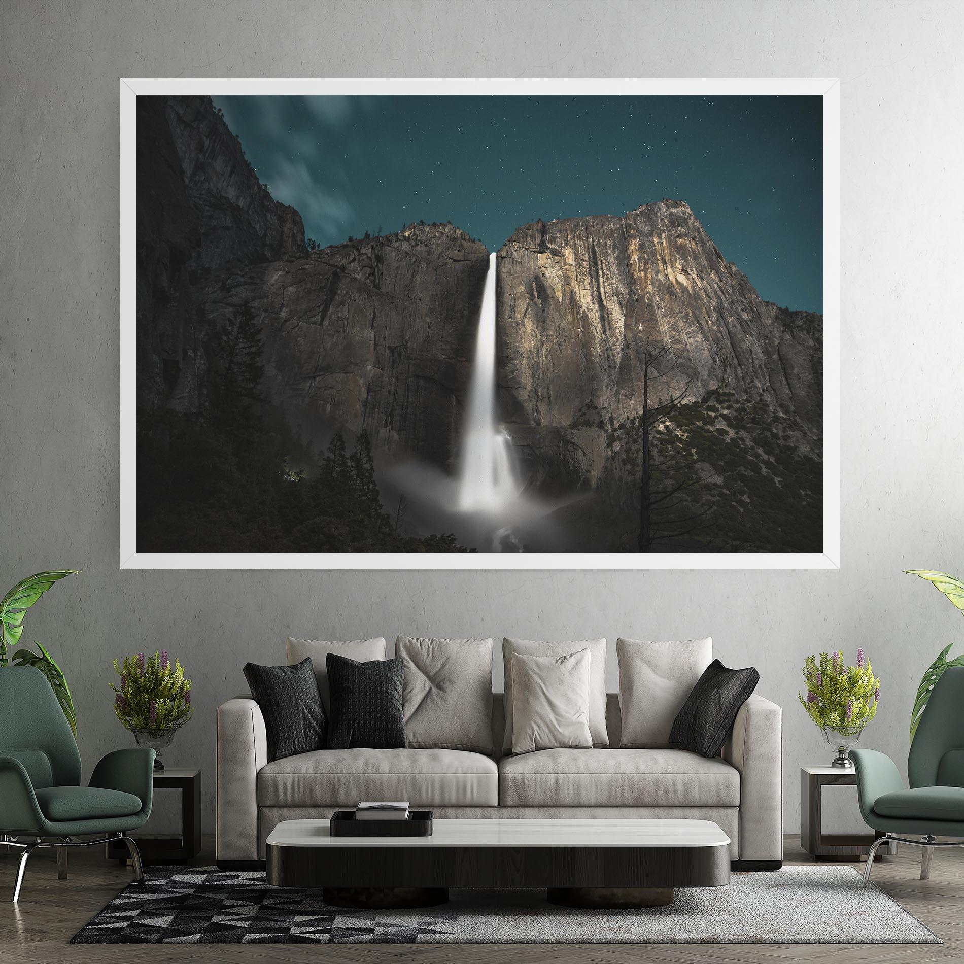 Leinwandbild Dark Blue Sky Waterfall mockup 7