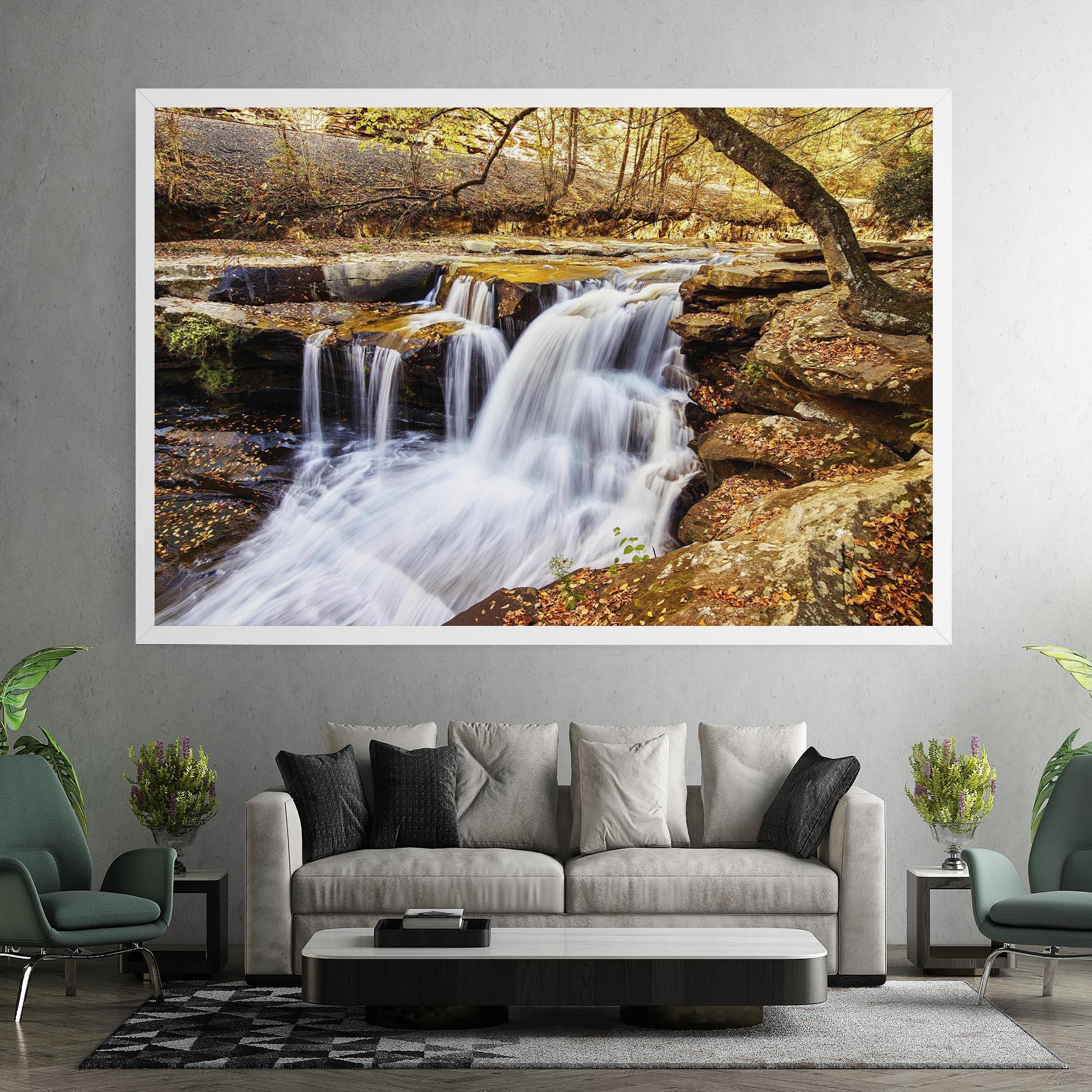 Leinwandbild Pretty Autumn Waterfall mockup 7