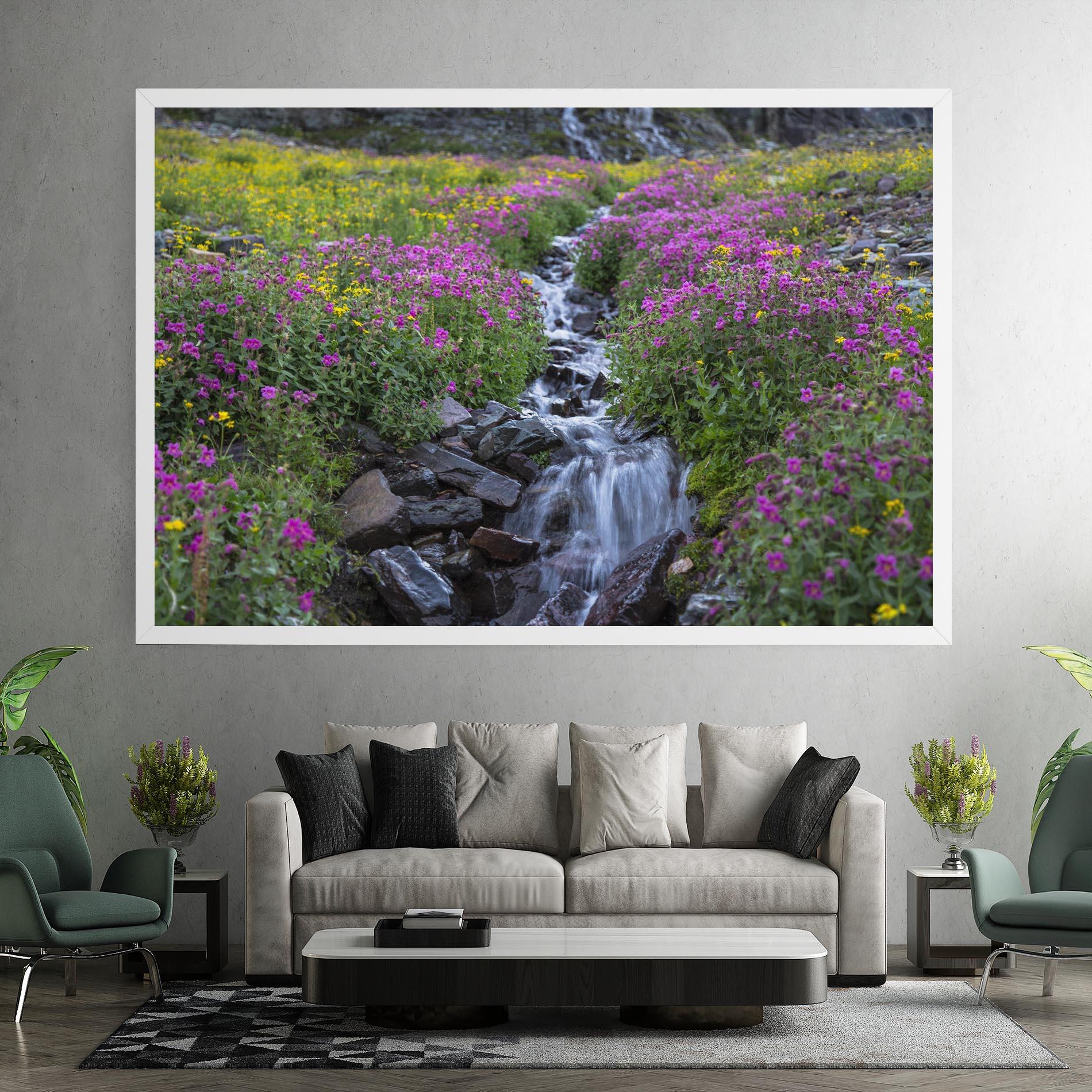 Leinwandbild Purple Field Waterfall mockup 7