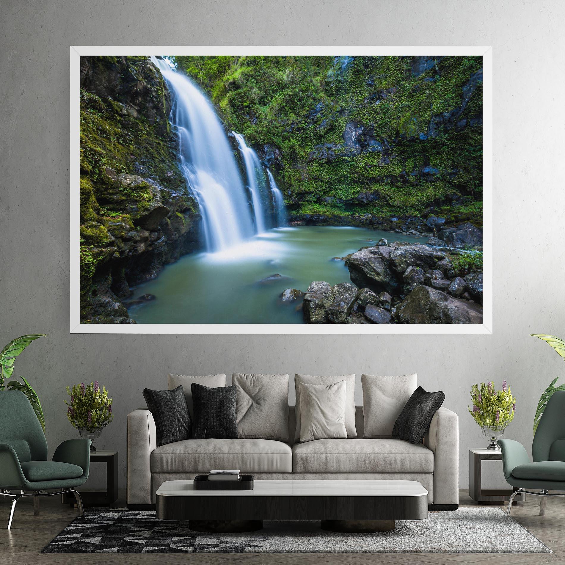 Leinwandbild Swimming In Waterfall mockup 7