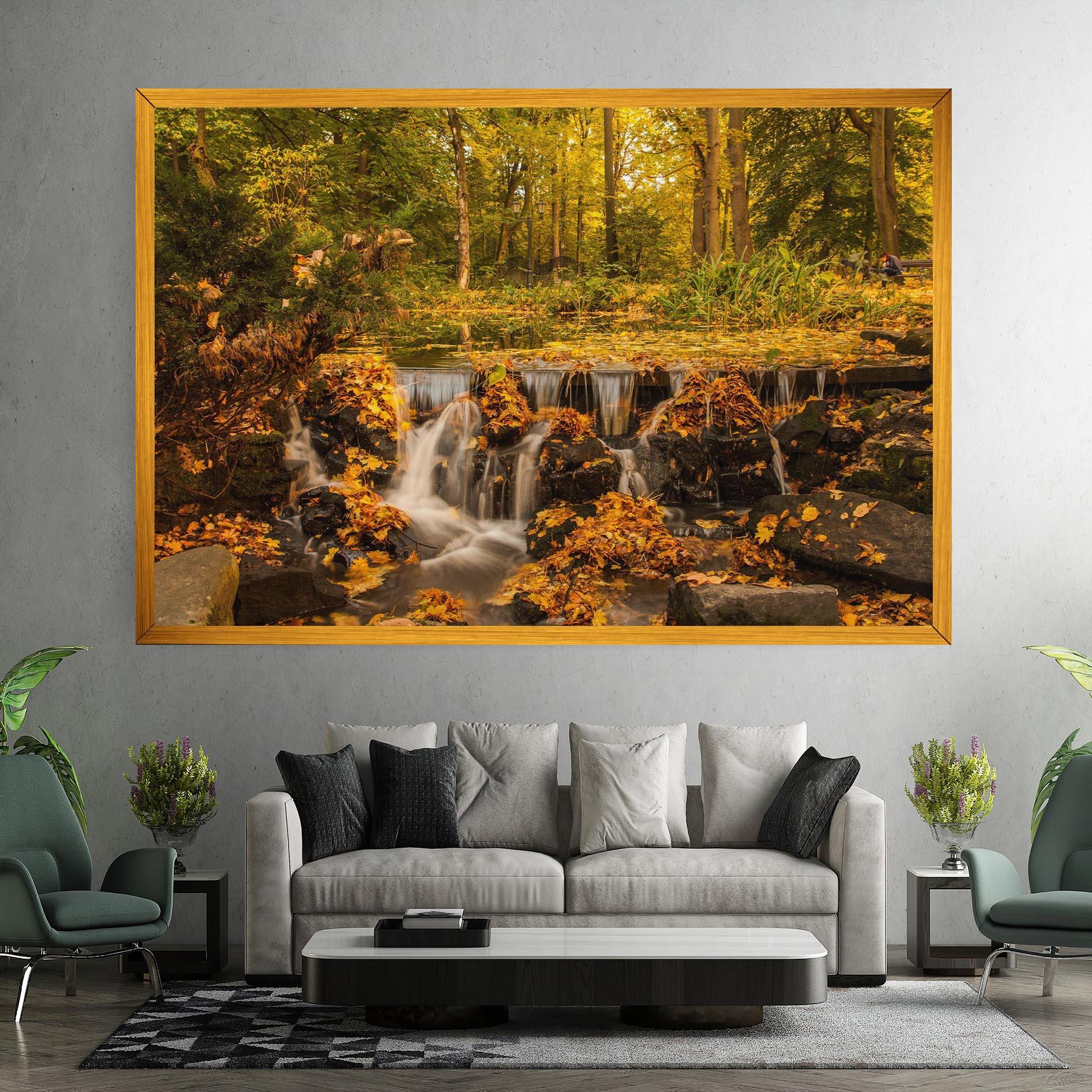 Leinwandbild Autumn Pretty Waterfall mockup 7
